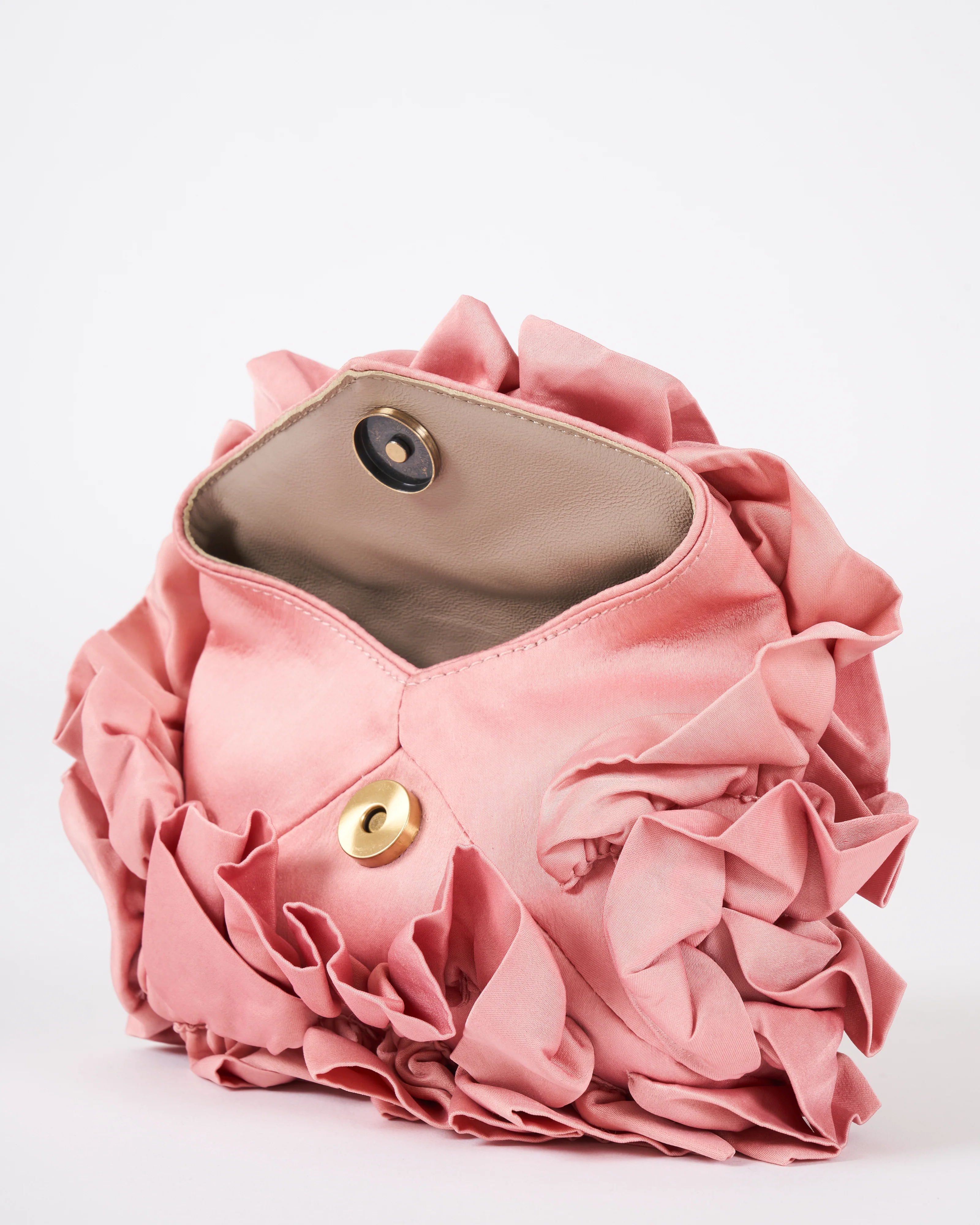ruffled clutch - old rose satin - Image 3