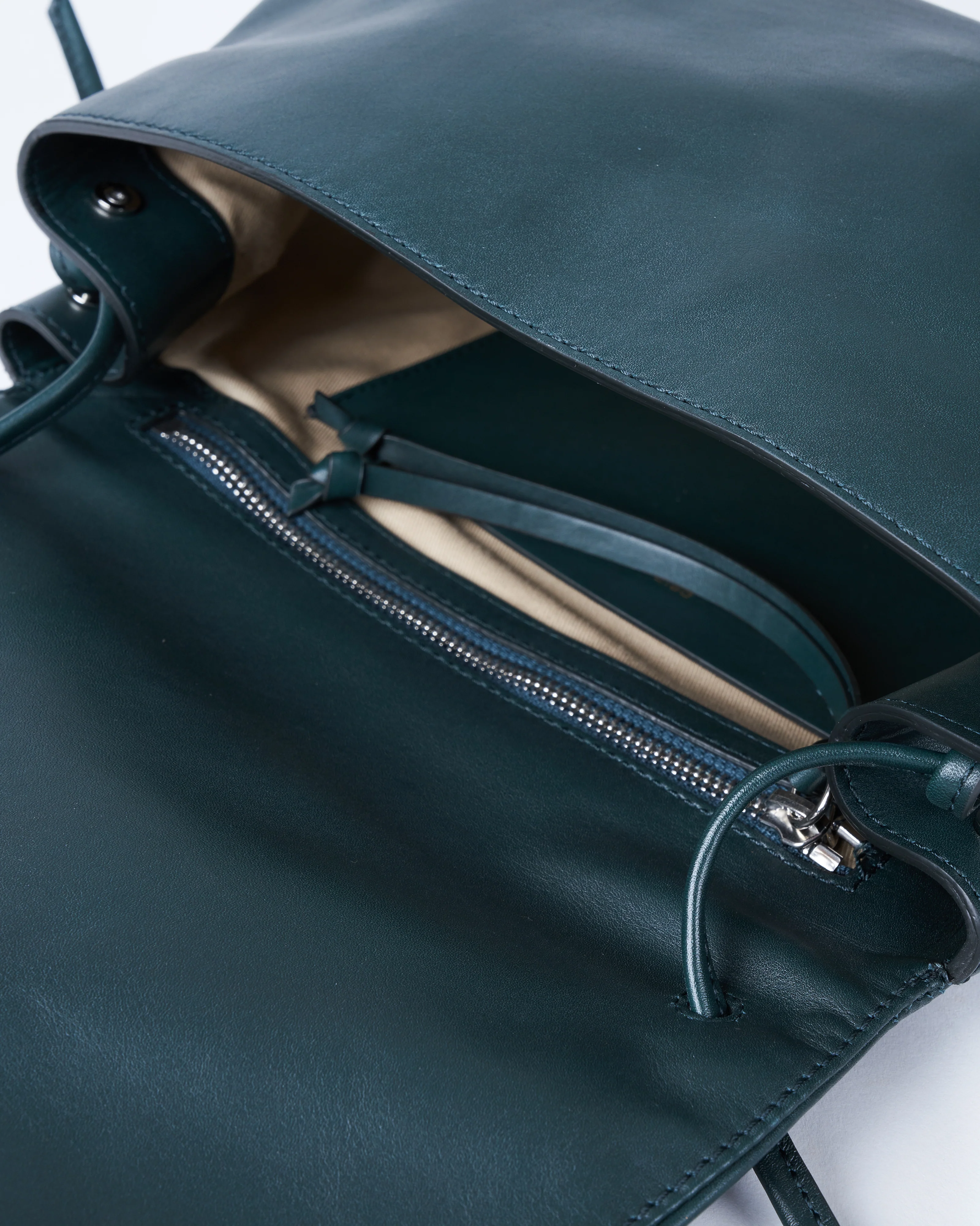 tumbled leather shoulder bag - dark green - Image 4