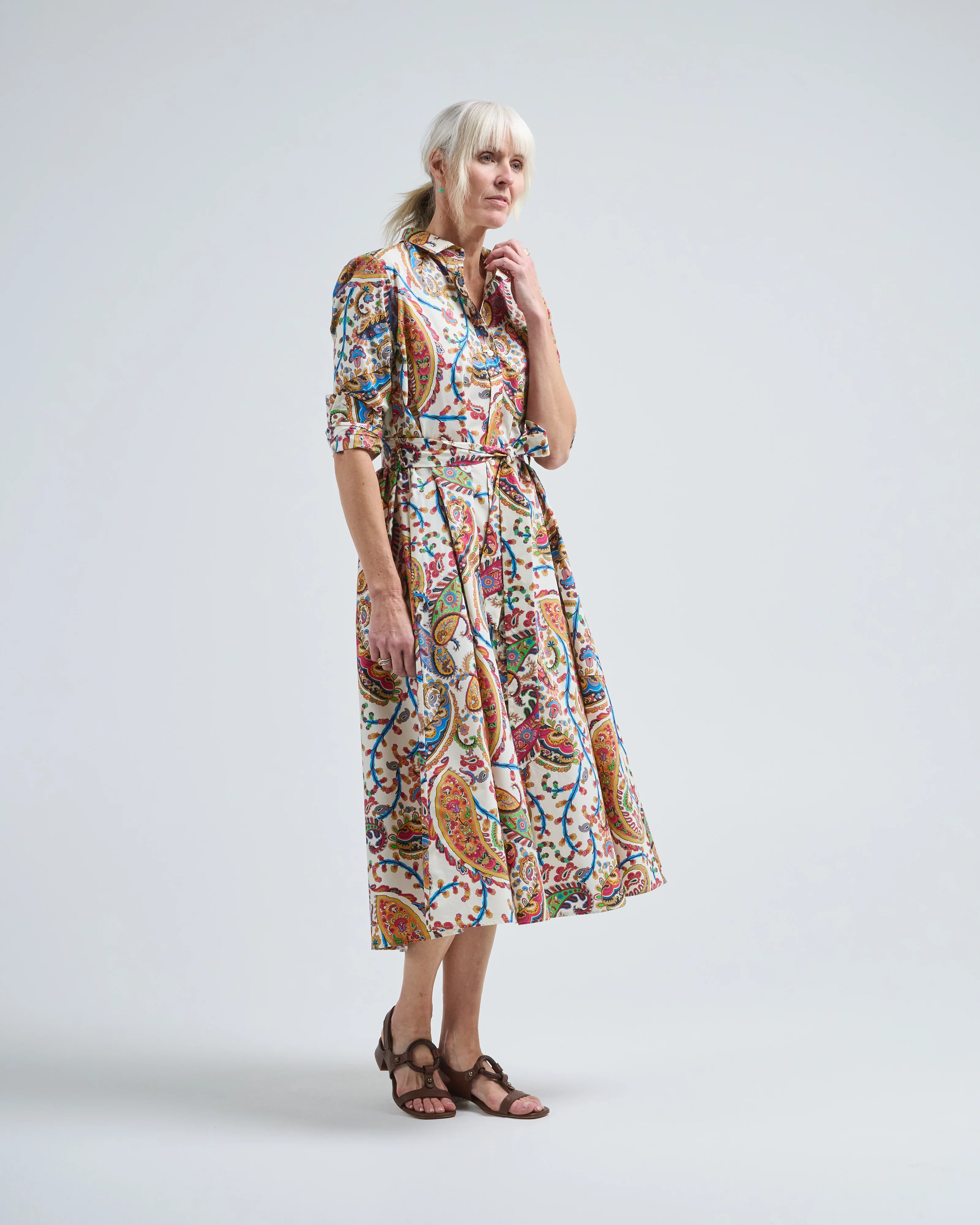belted midi shirt dress - Image 2