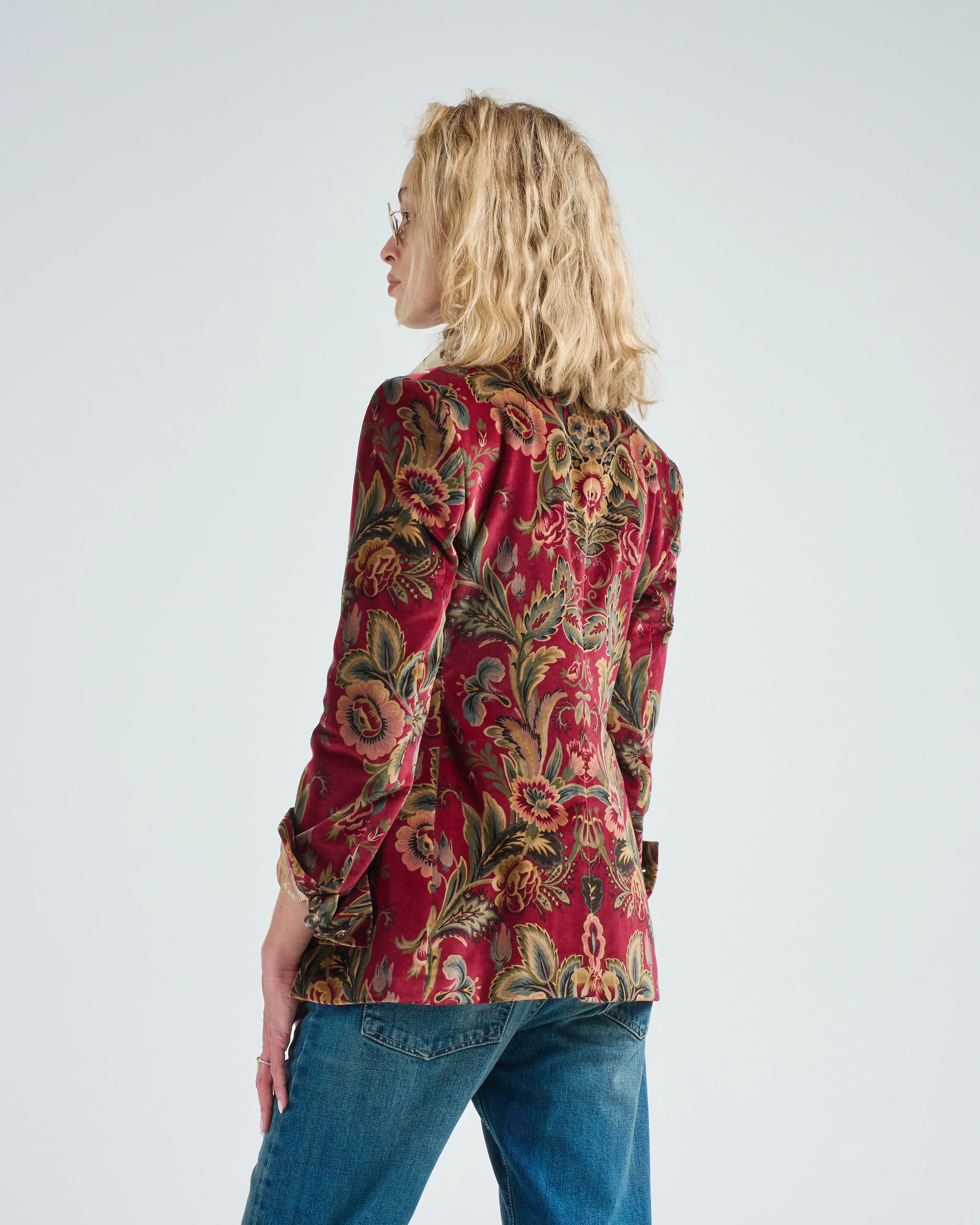 floral printed velvet blazer - Image 4