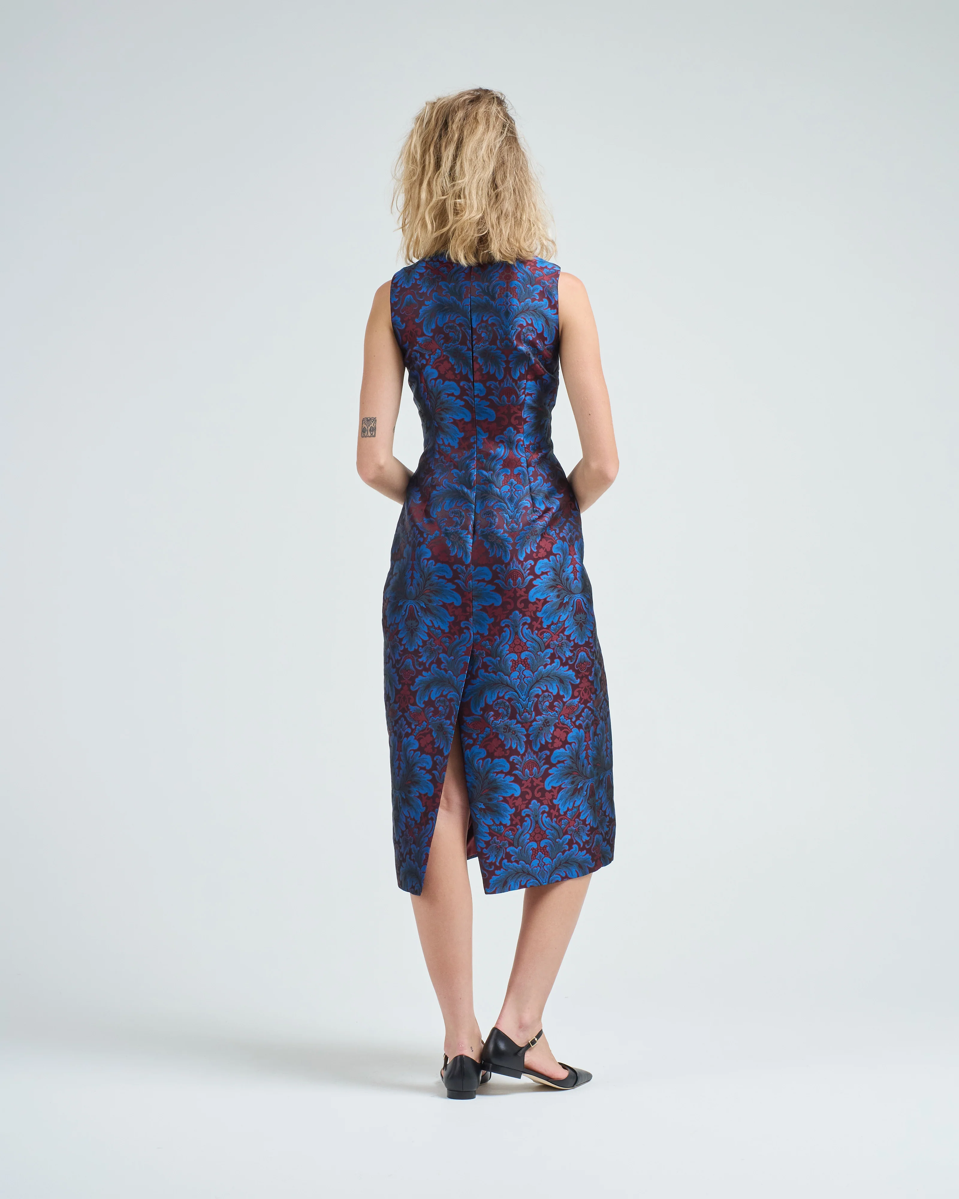 jacquard dress with leather - Image 3