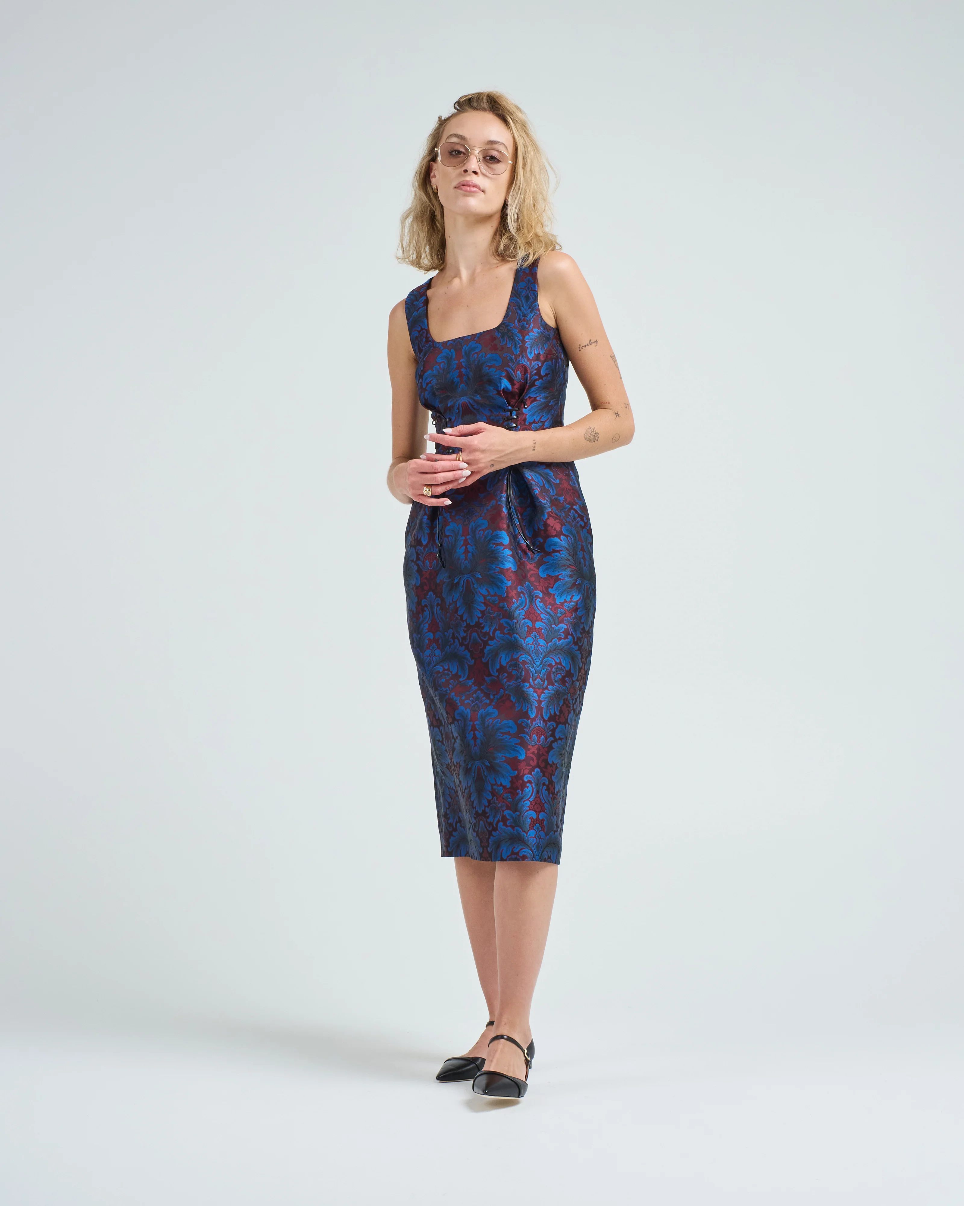 jacquard dress with leather - Image 4
