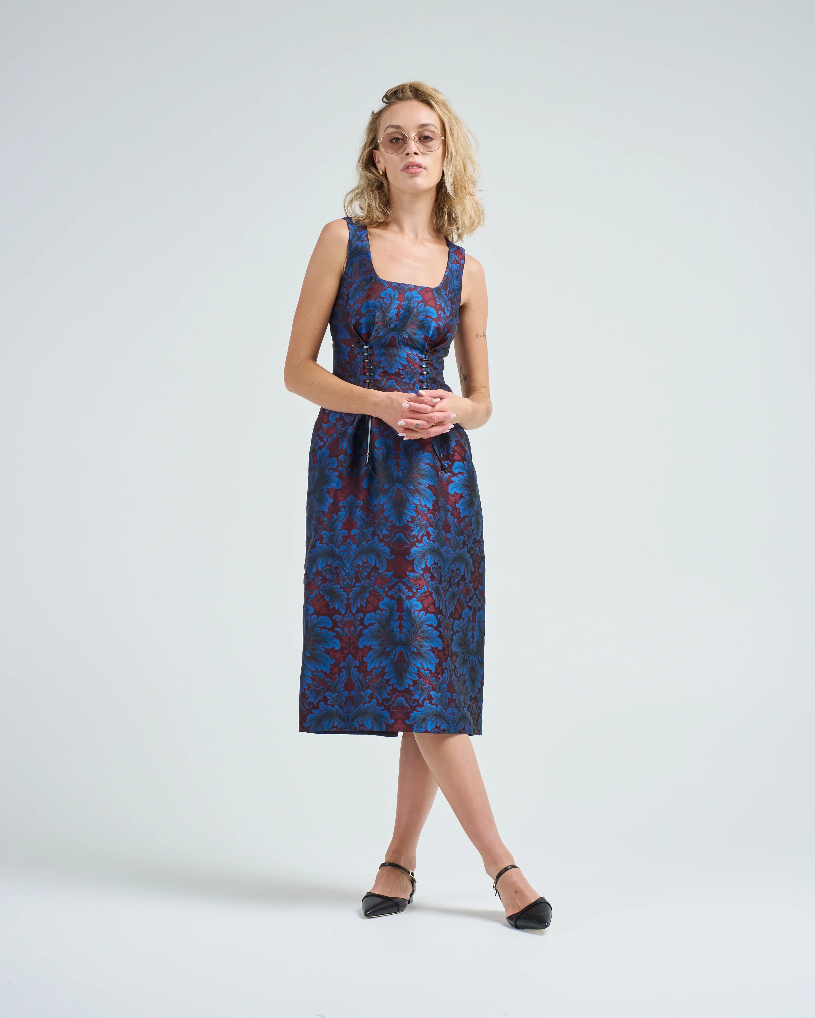 jacquard dress with leather - Image 5