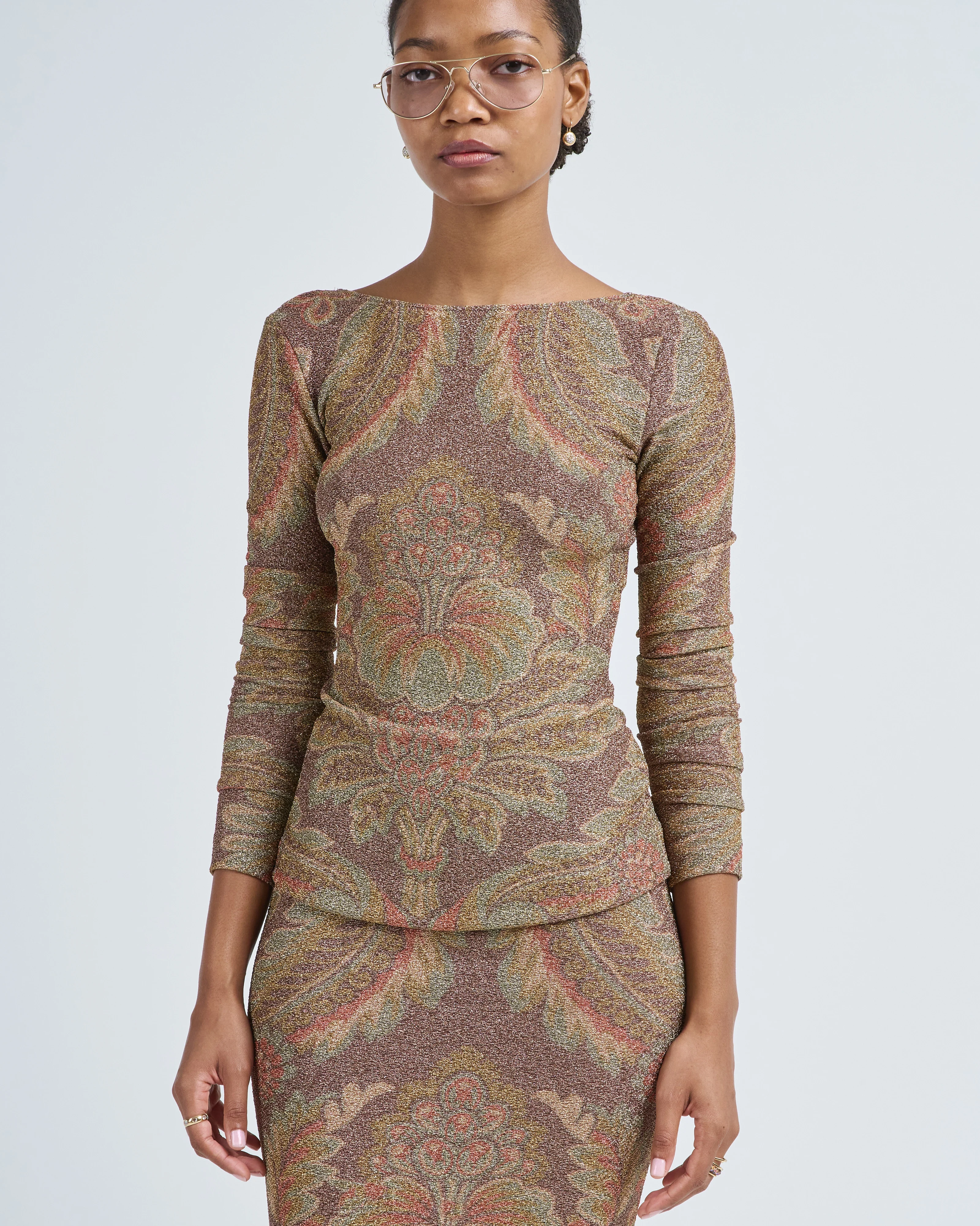 long sleeved top with boat neck - Image 5