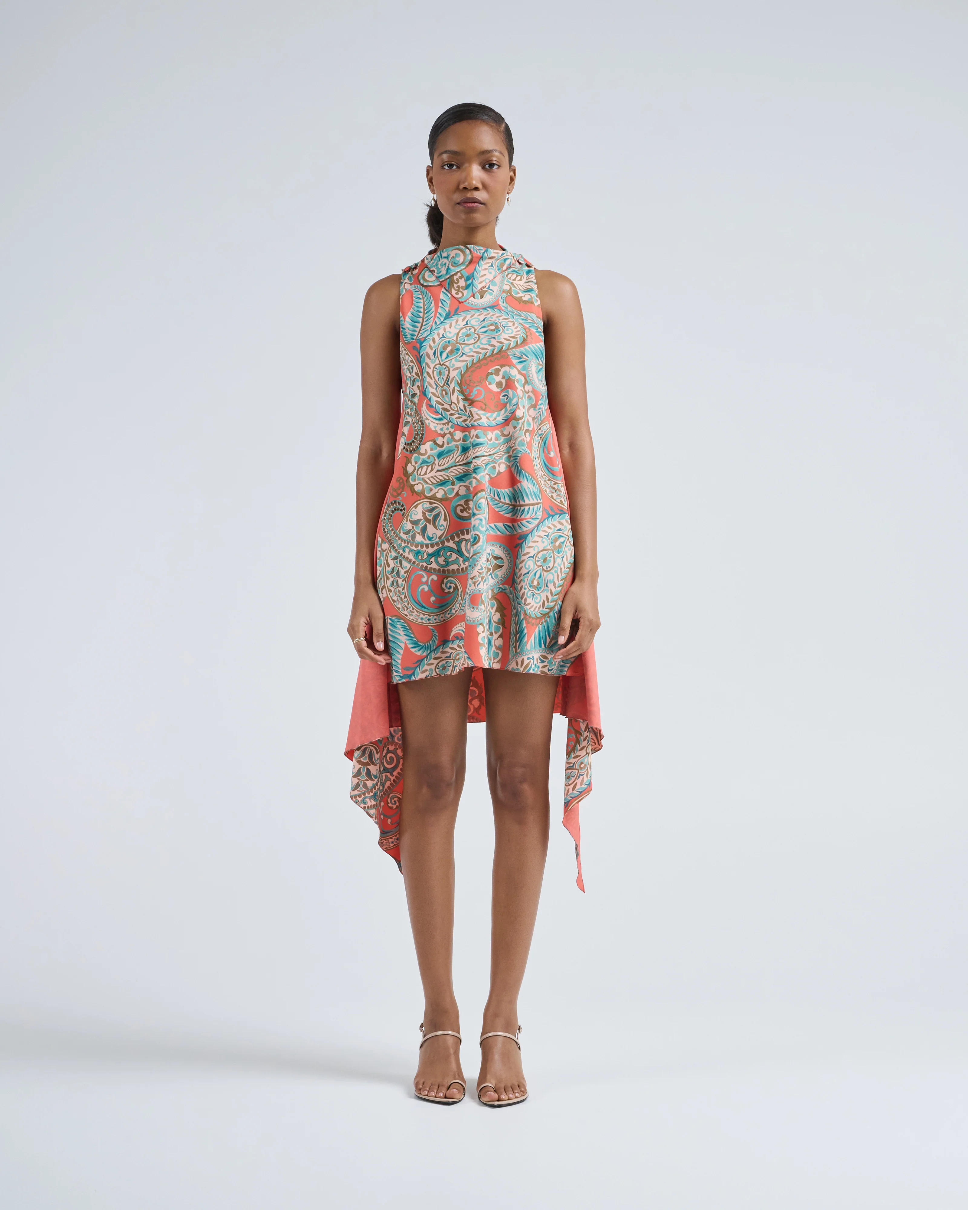 mini dress with side panels and scarf - Image 3