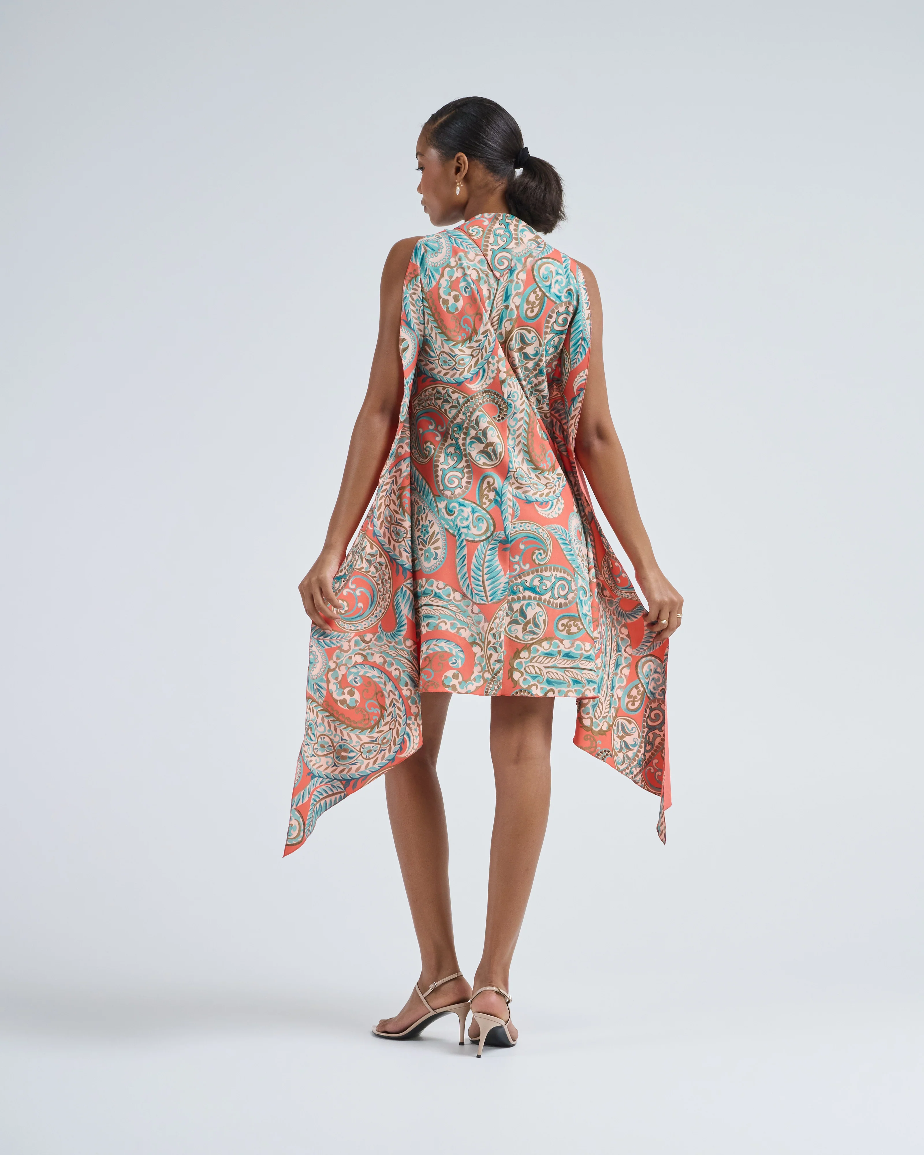mini dress with side panels and scarf - Image 4