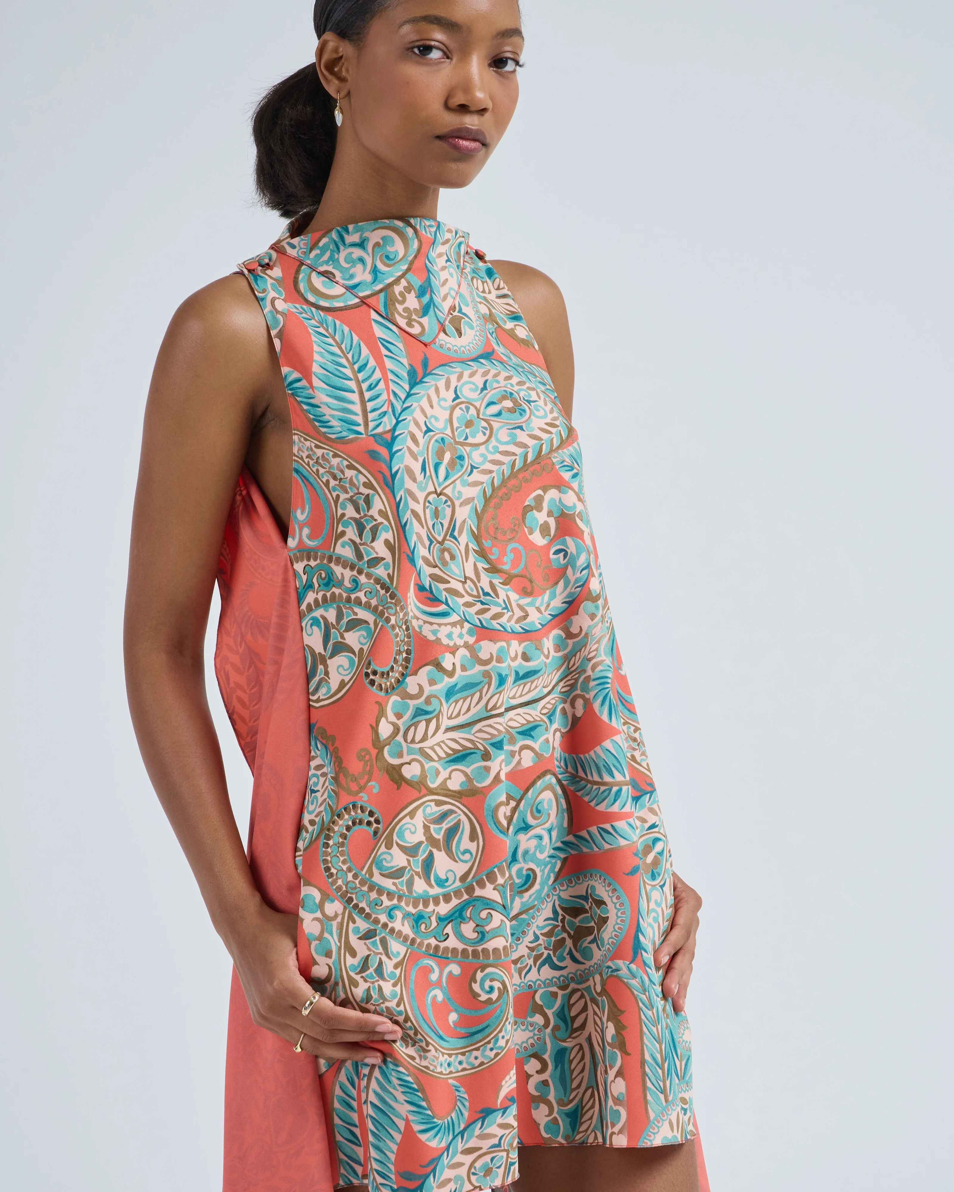 mini dress with side panels and scarf - Image 5