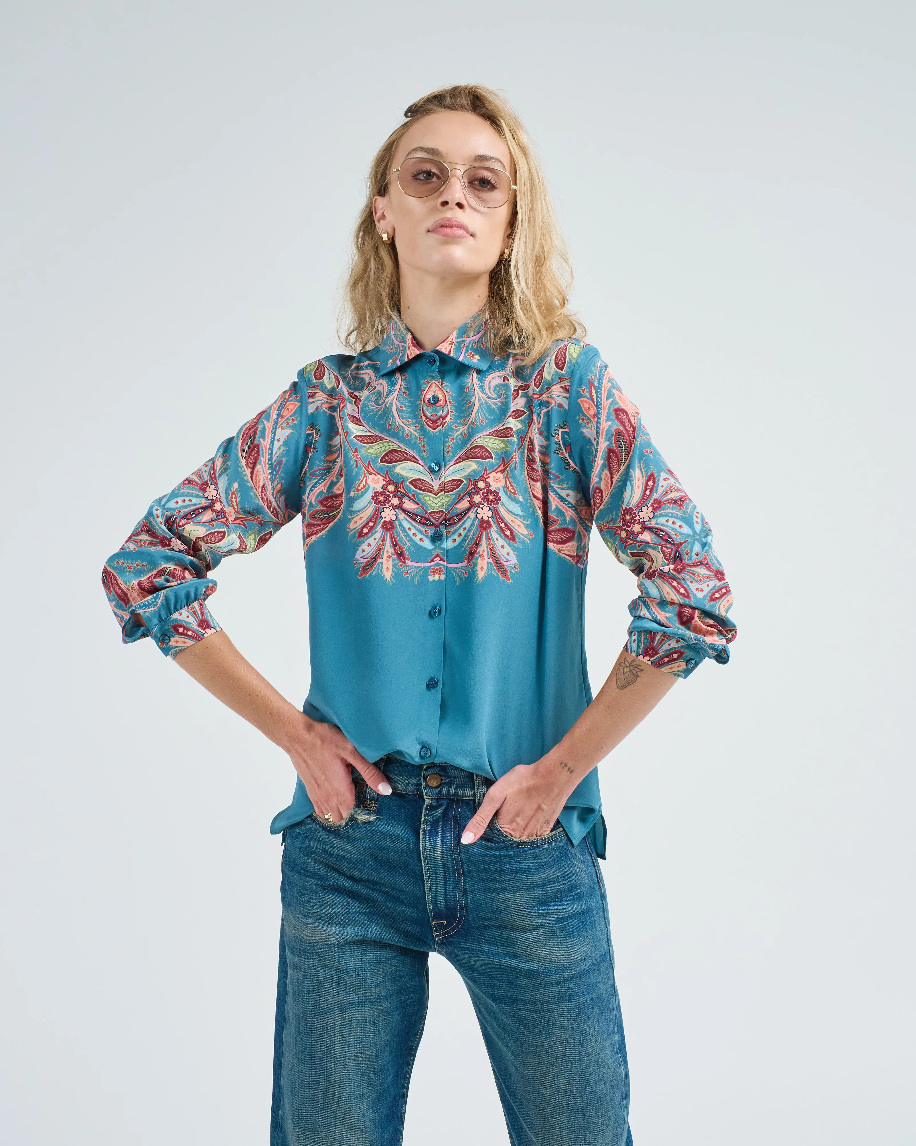 printed silk blouse - Image 3