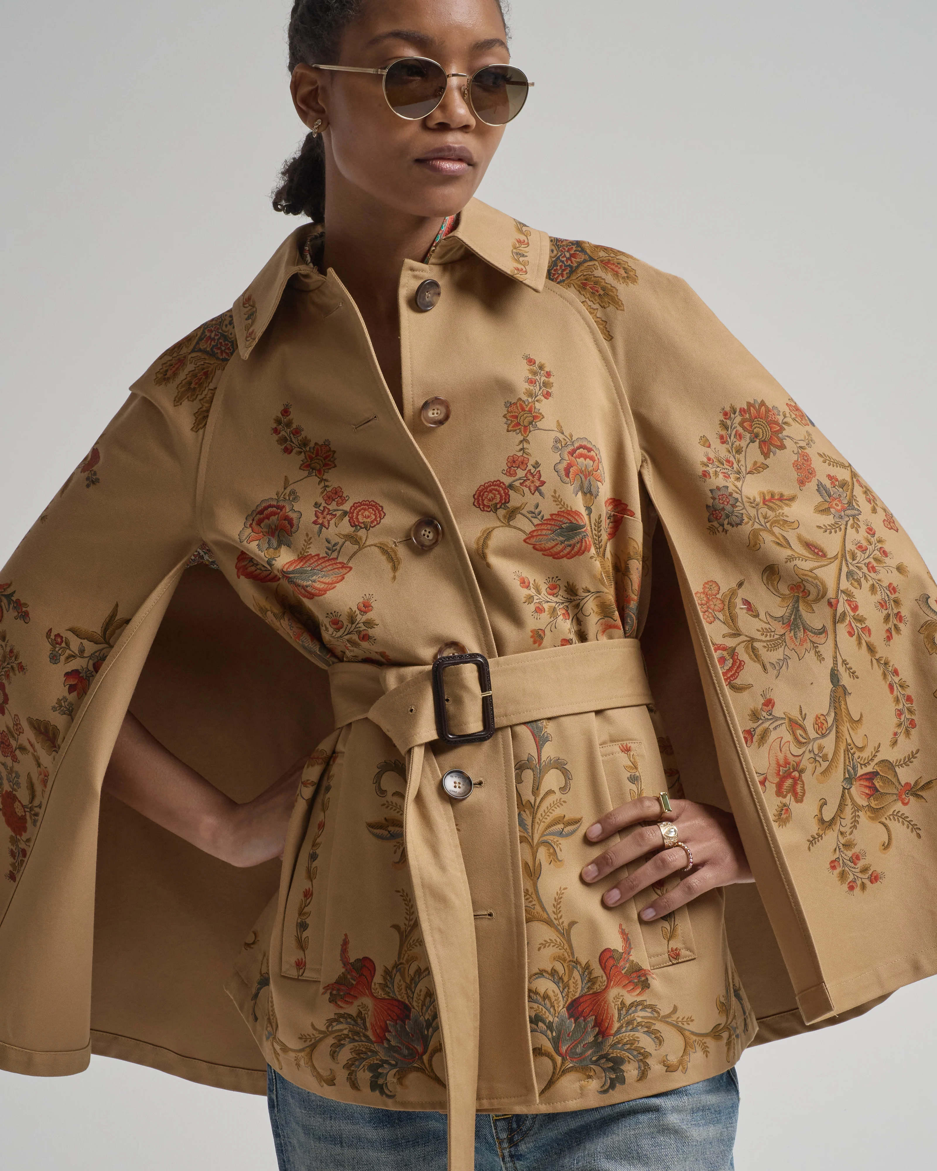 women's belted cape with print - Image 2