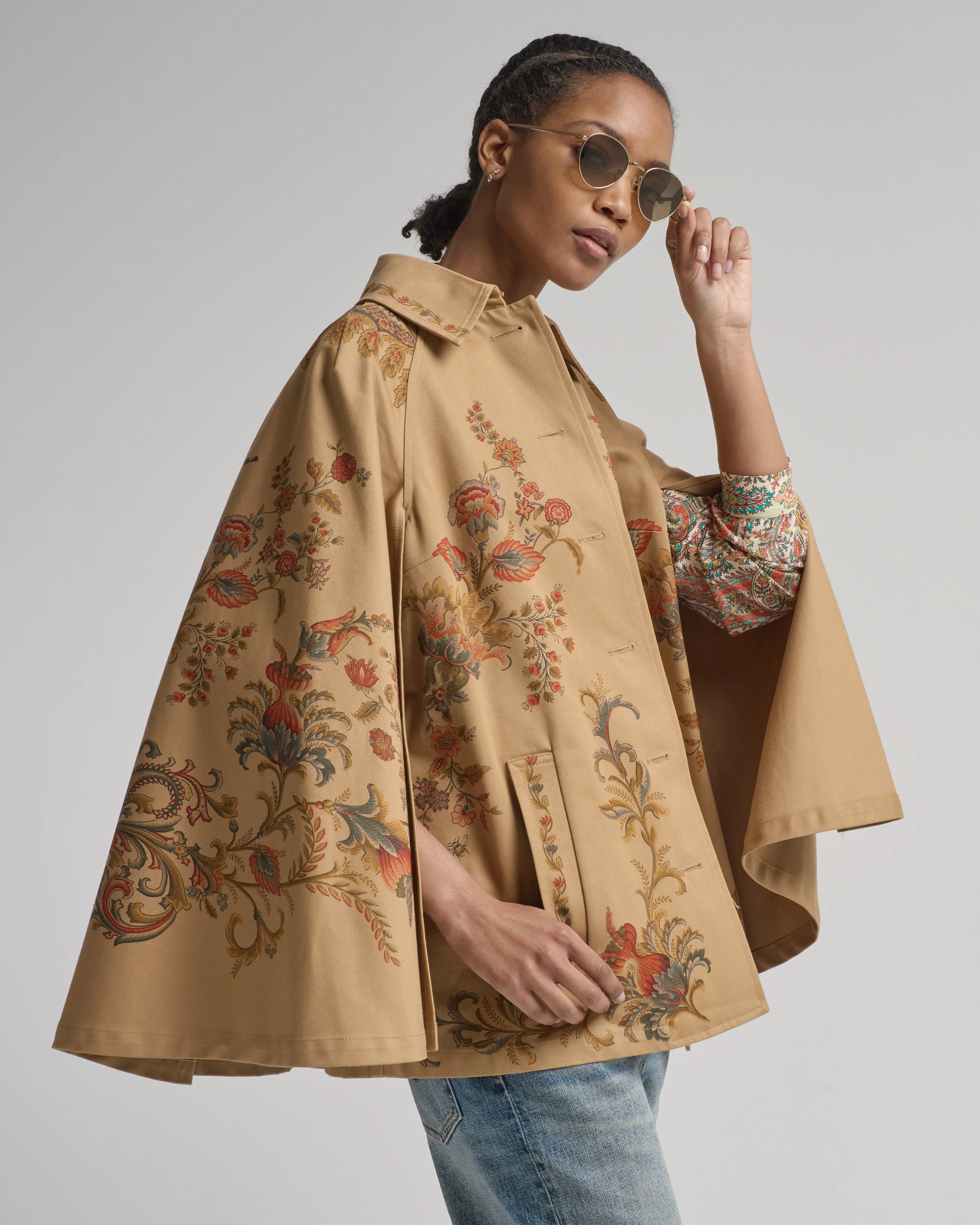 women's belted cape with print - Image 3