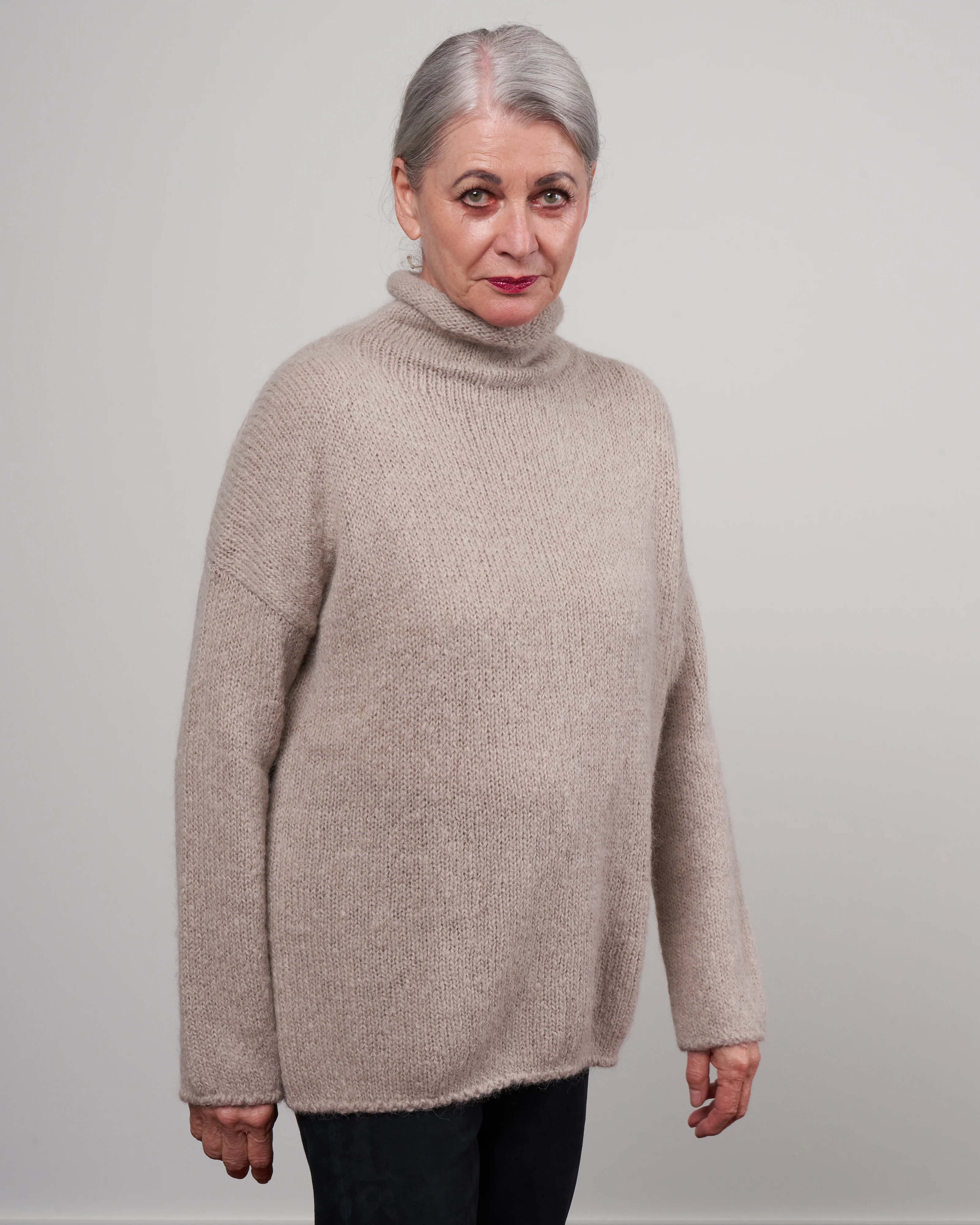 alpaca wool turtleneck - beige - Image 3