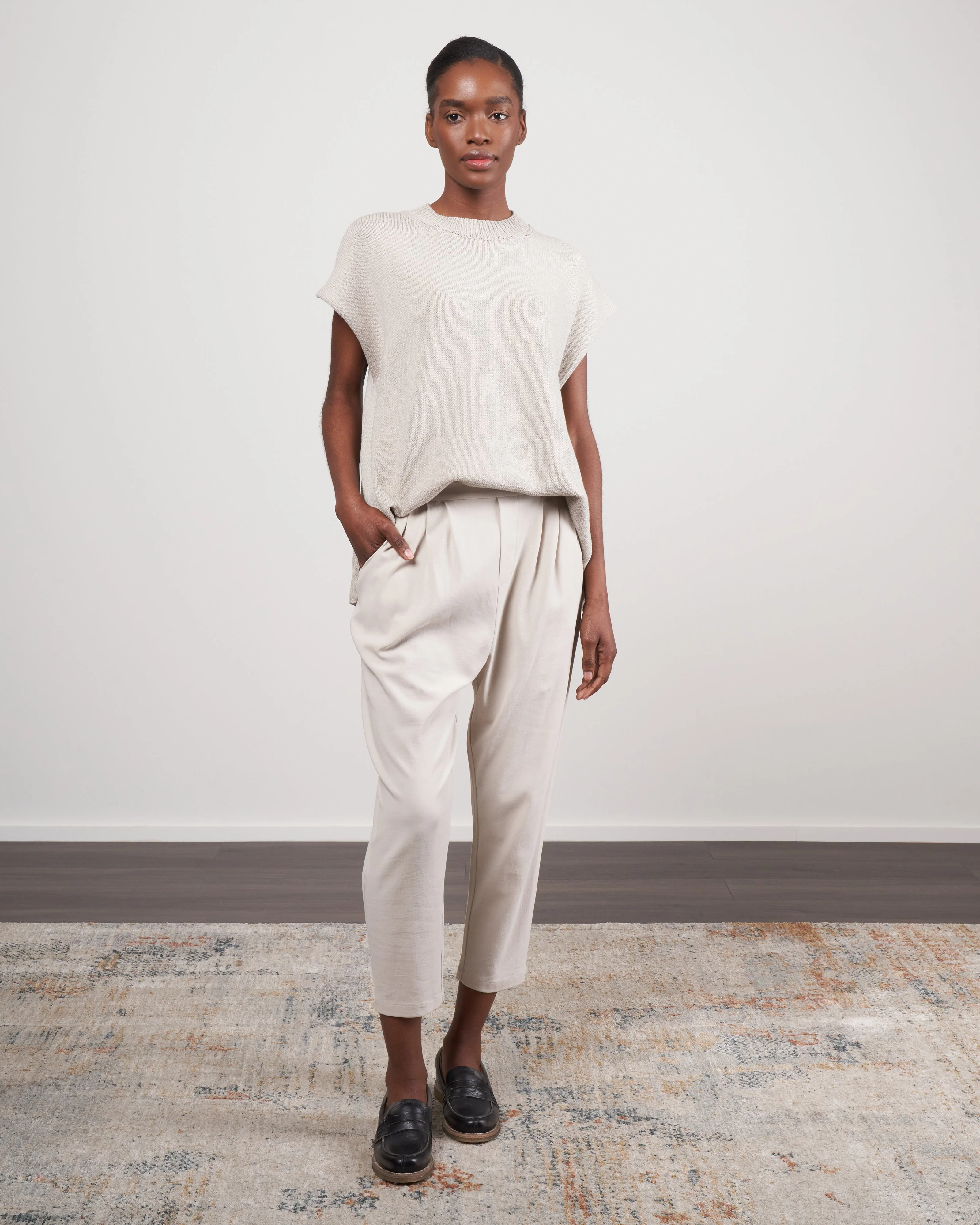 cotton narrow tuck pants - antique white 04 - Image 2