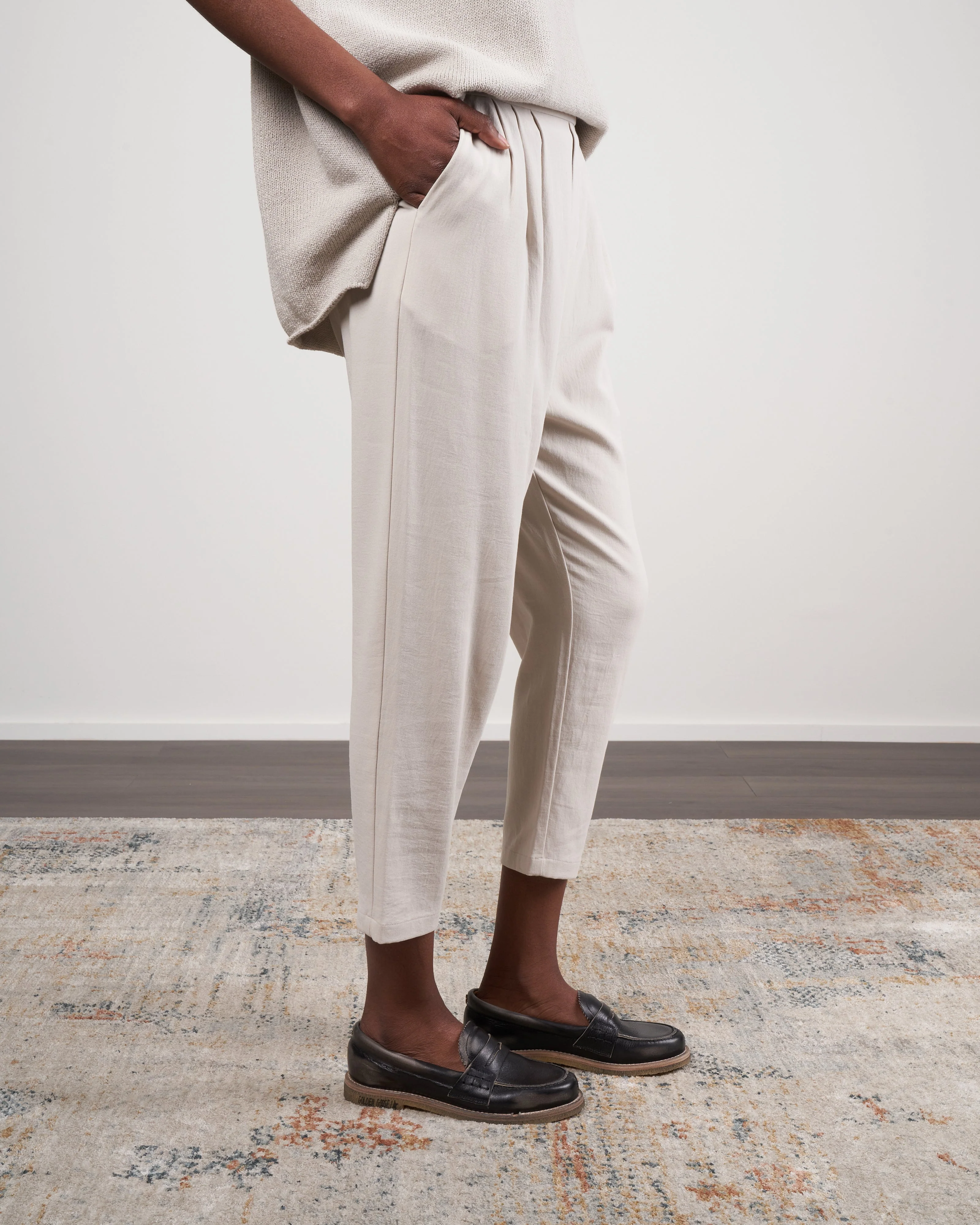 cotton narrow tuck pants - antique white 04 - Image 3