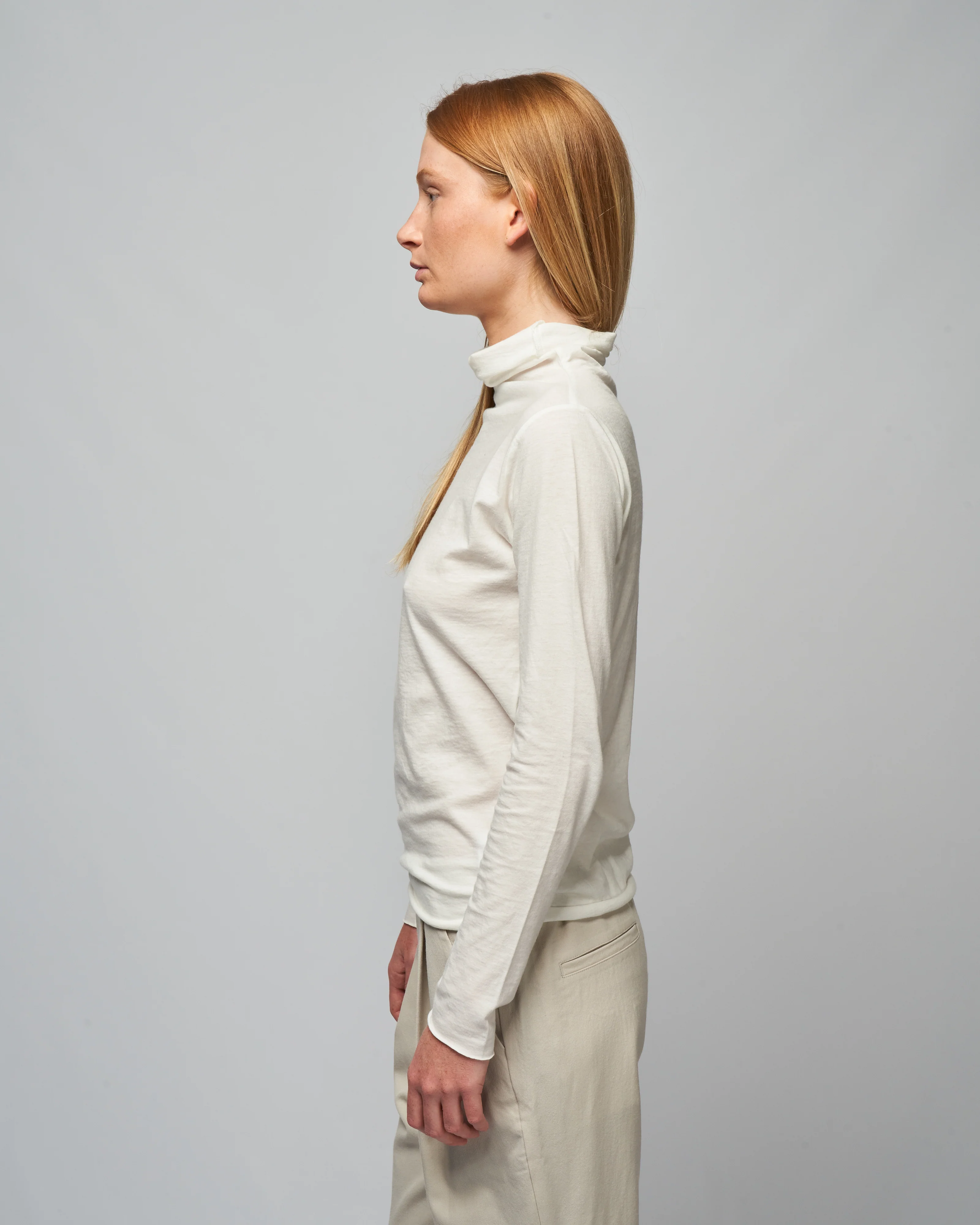 cut&sew turtleneck - off white - Image 3
