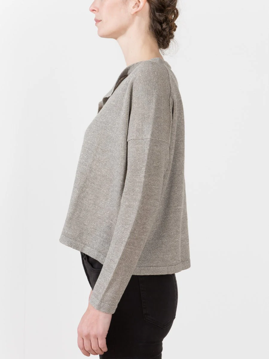 linen/silk plaiting front pullover - Image 2