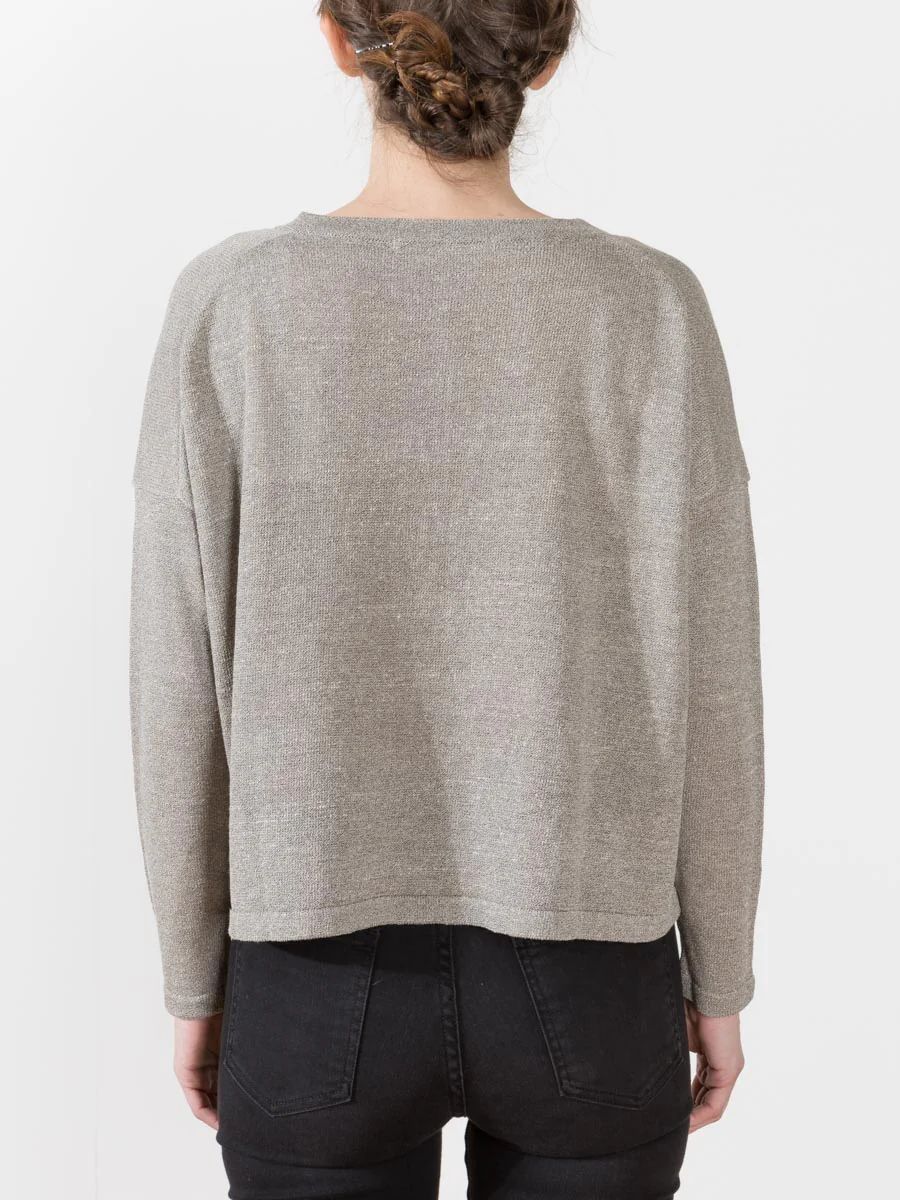 linen/silk plaiting front pullover - Image 3