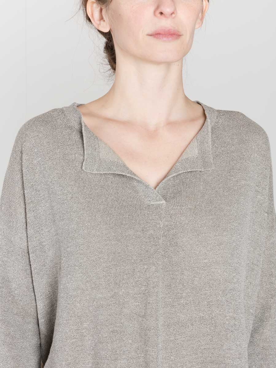 linen/silk plaiting front pullover - Image 4