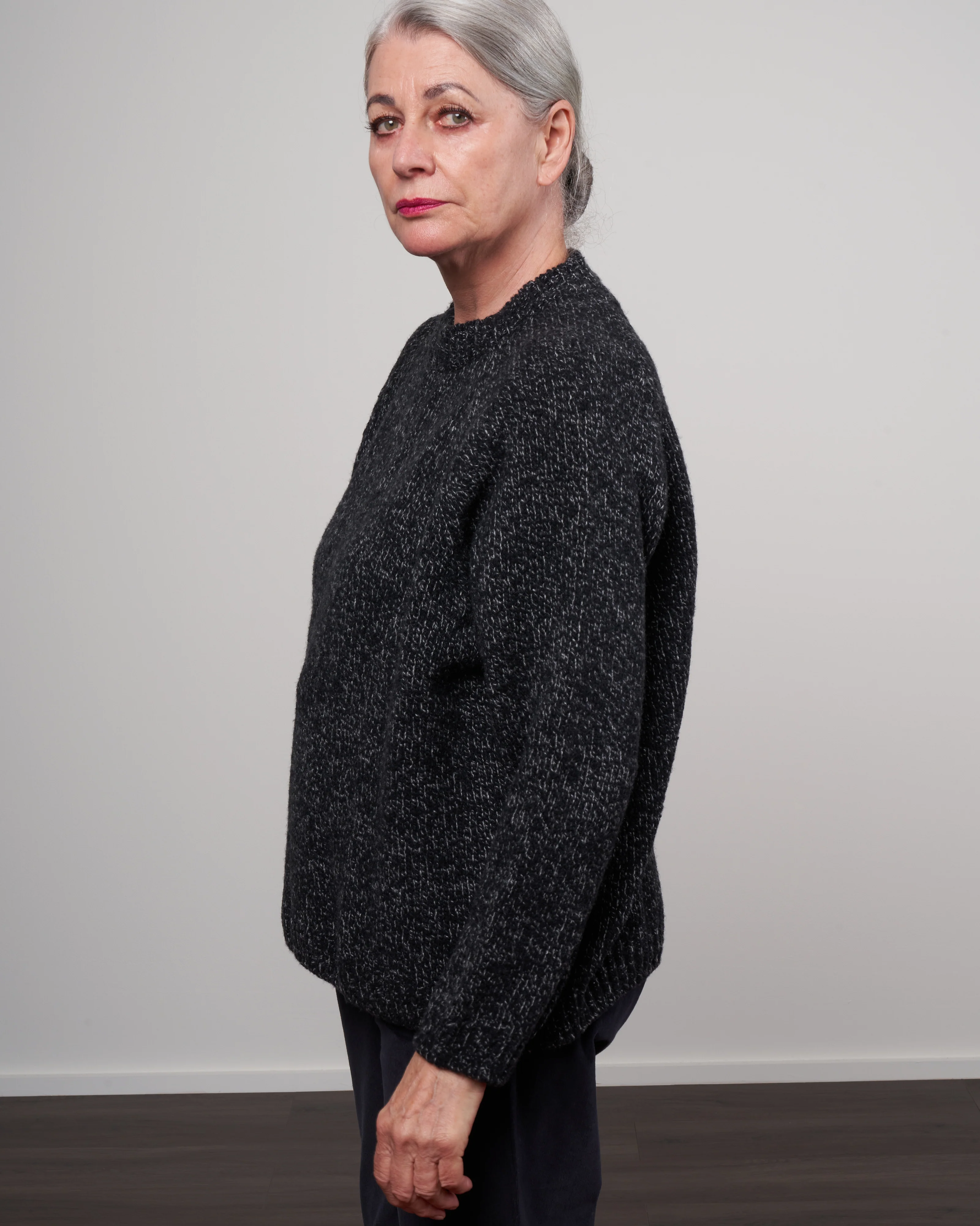 low gauge raglan pullover - black x white 92 - Image 3