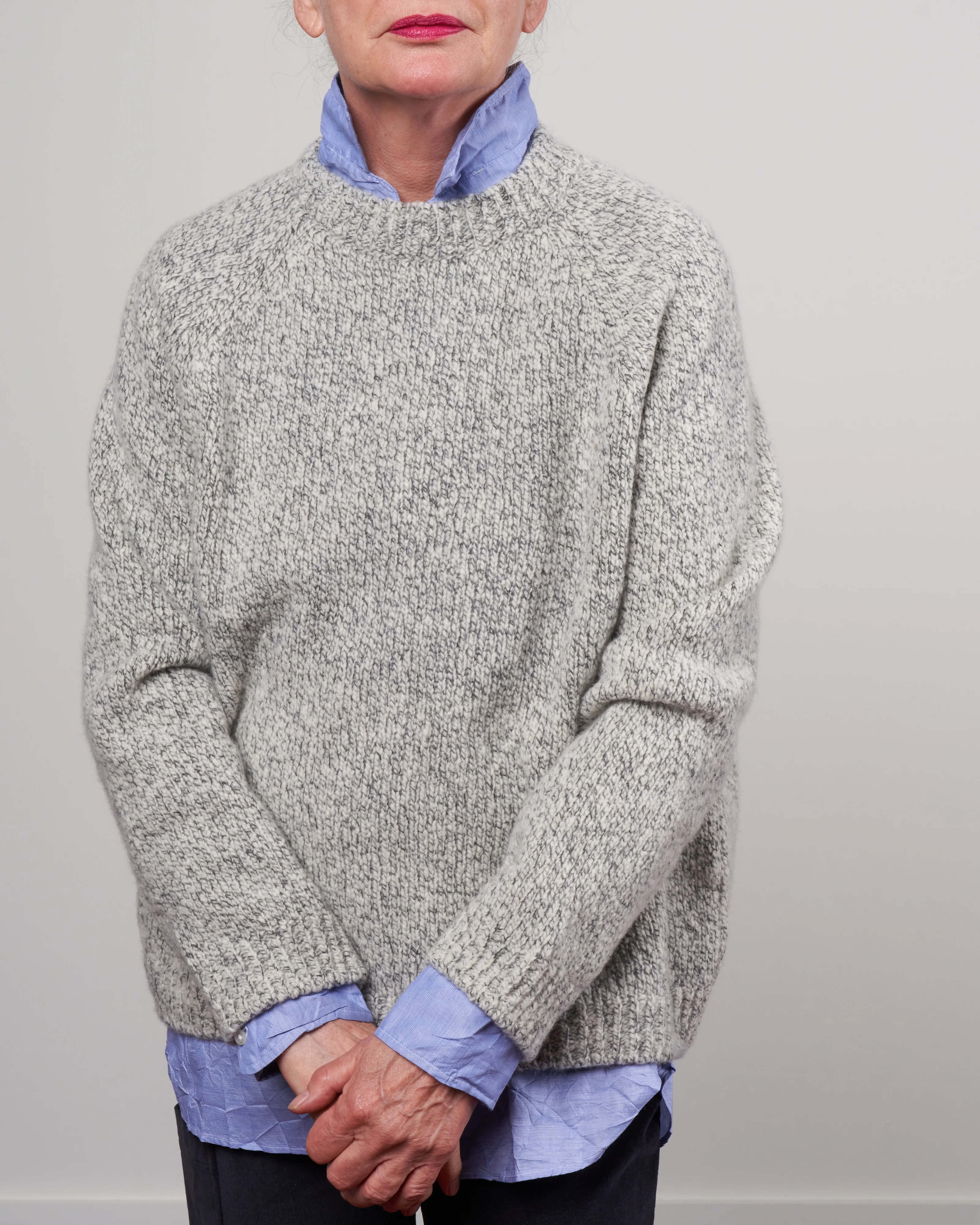 low gauge raglan pullover - white × black 91 - Image 2