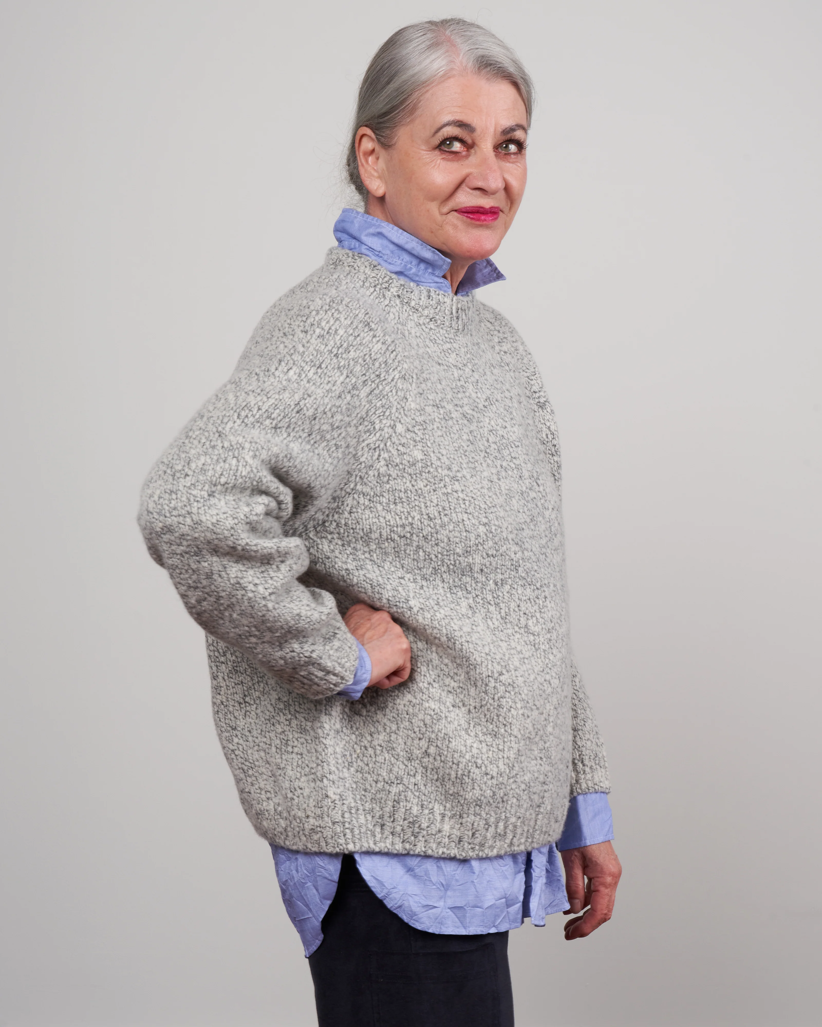 low gauge raglan pullover - white × black 91 - Image 3