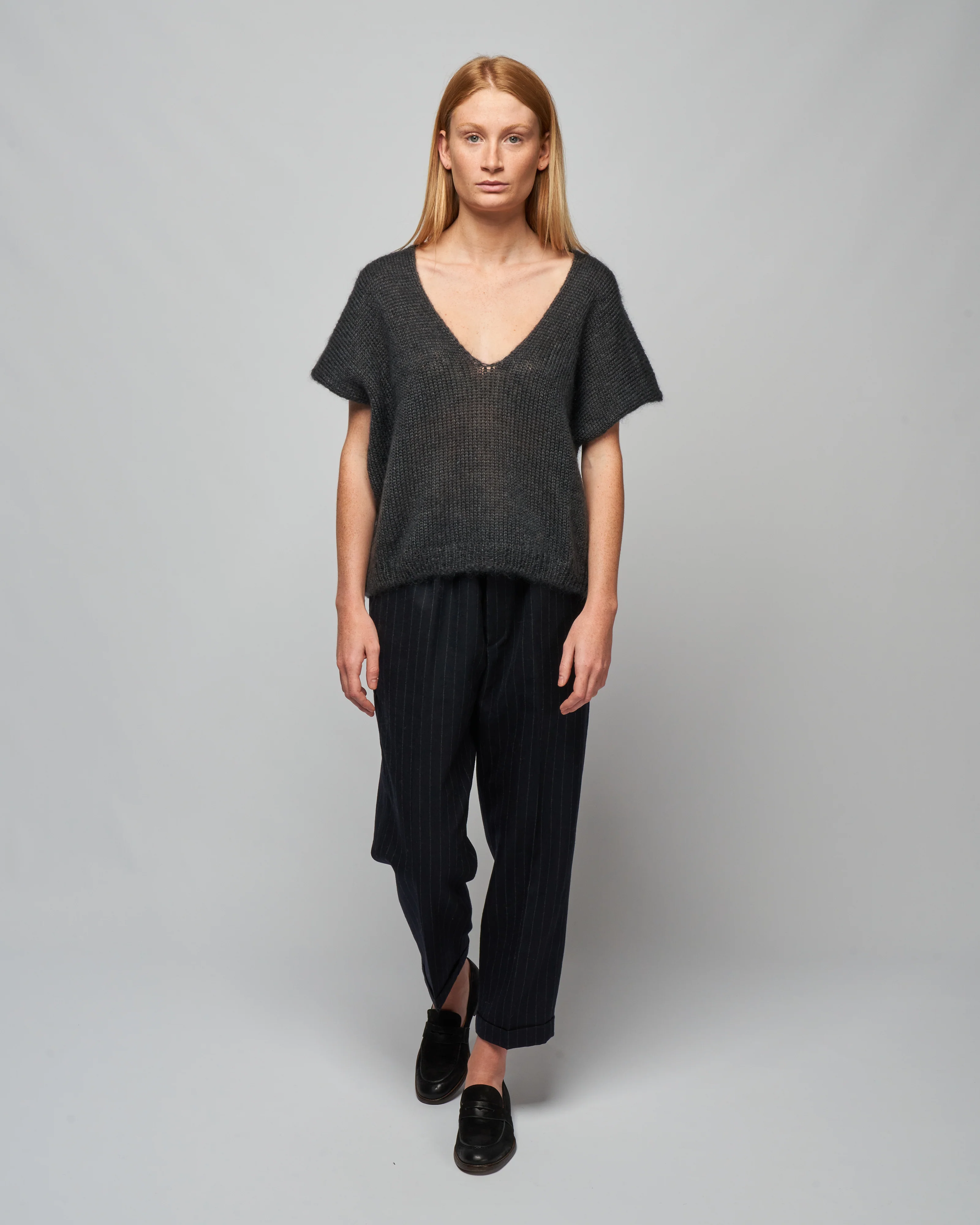 mohair silk vest - stone gray - Image 2
