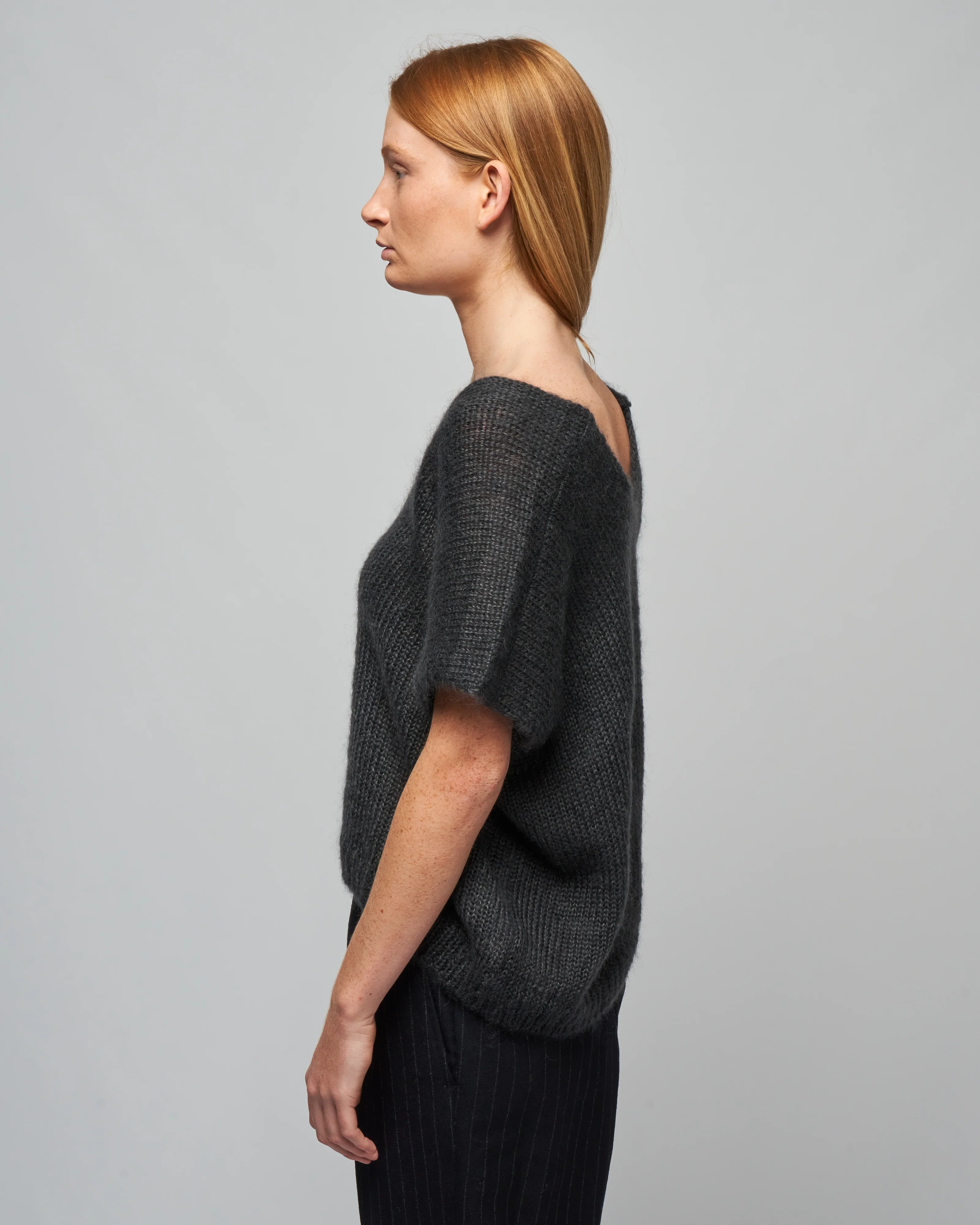 mohair silk vest - stone gray - Image 3