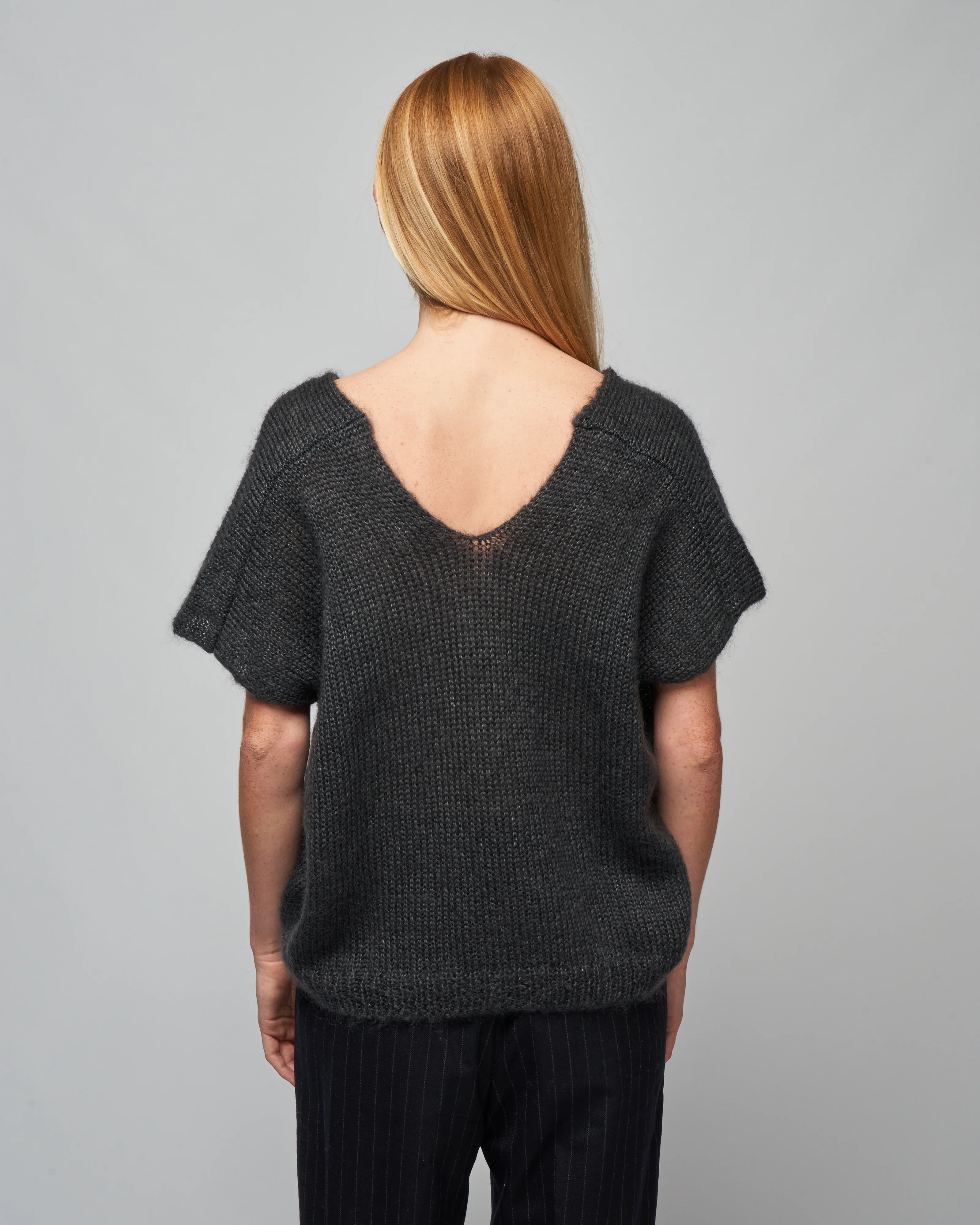 mohair silk vest - stone gray - Image 4
