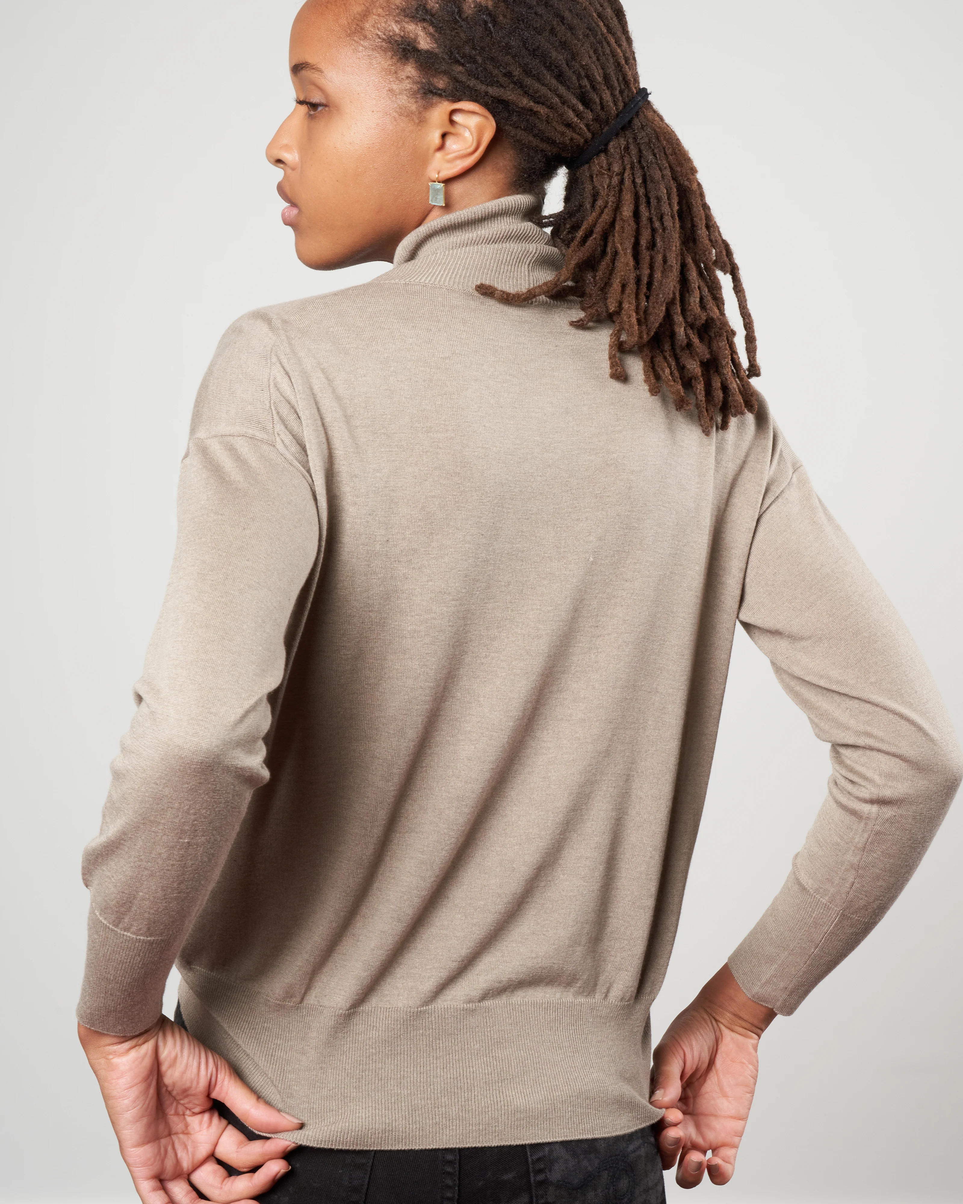 silk/cashmere turtleneck - mocha - Image 4