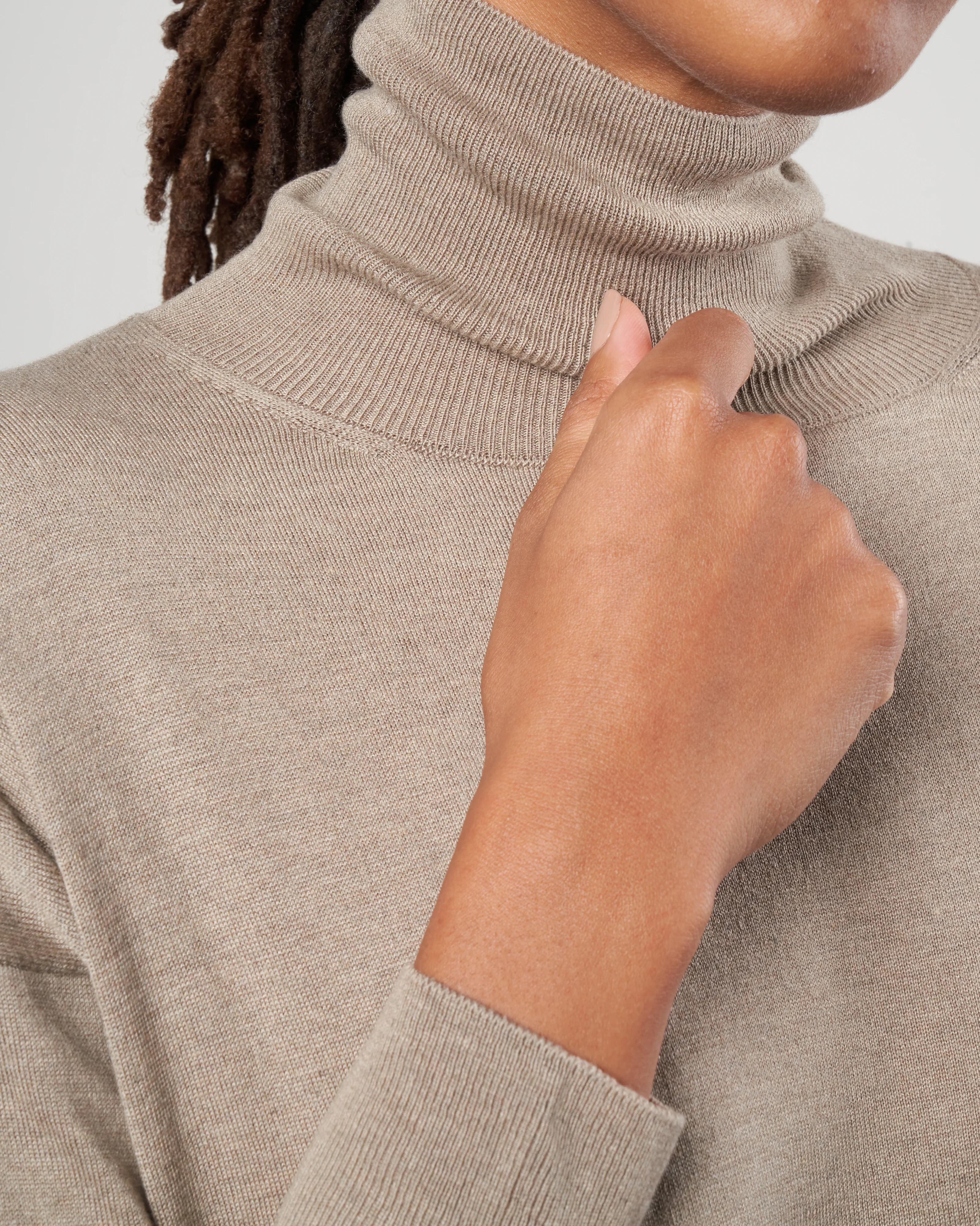 silk/cashmere turtleneck - mocha - Image 5