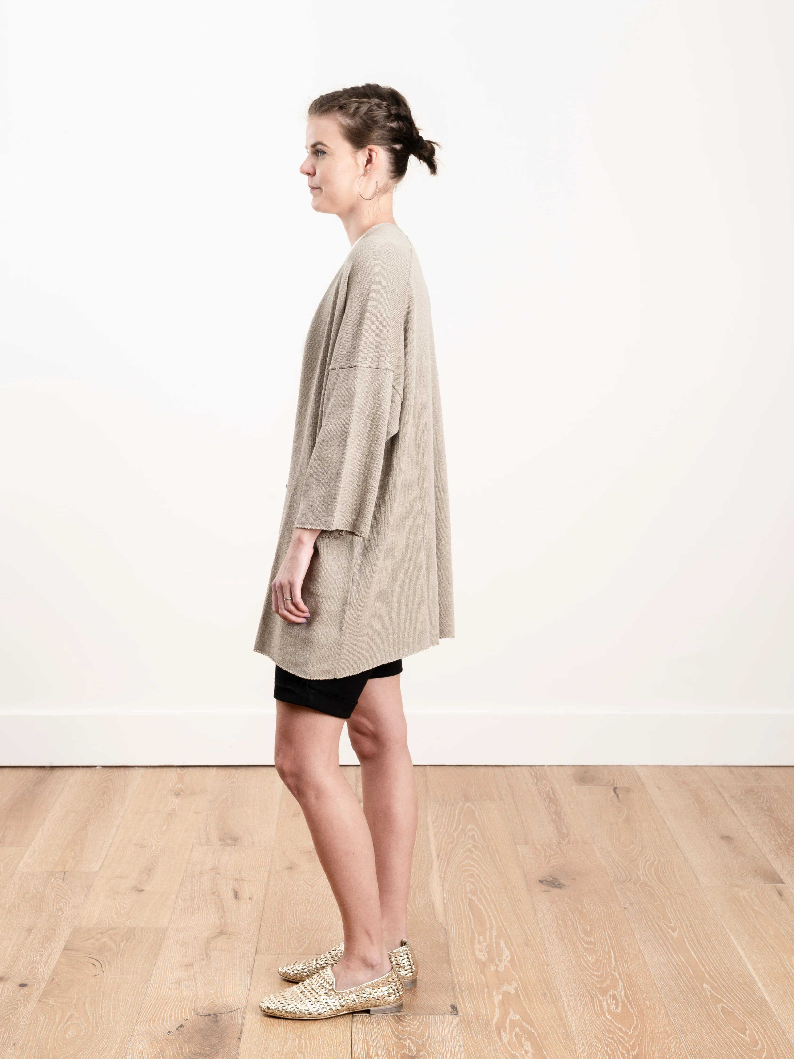 silk cotton robe - greige - Image 2