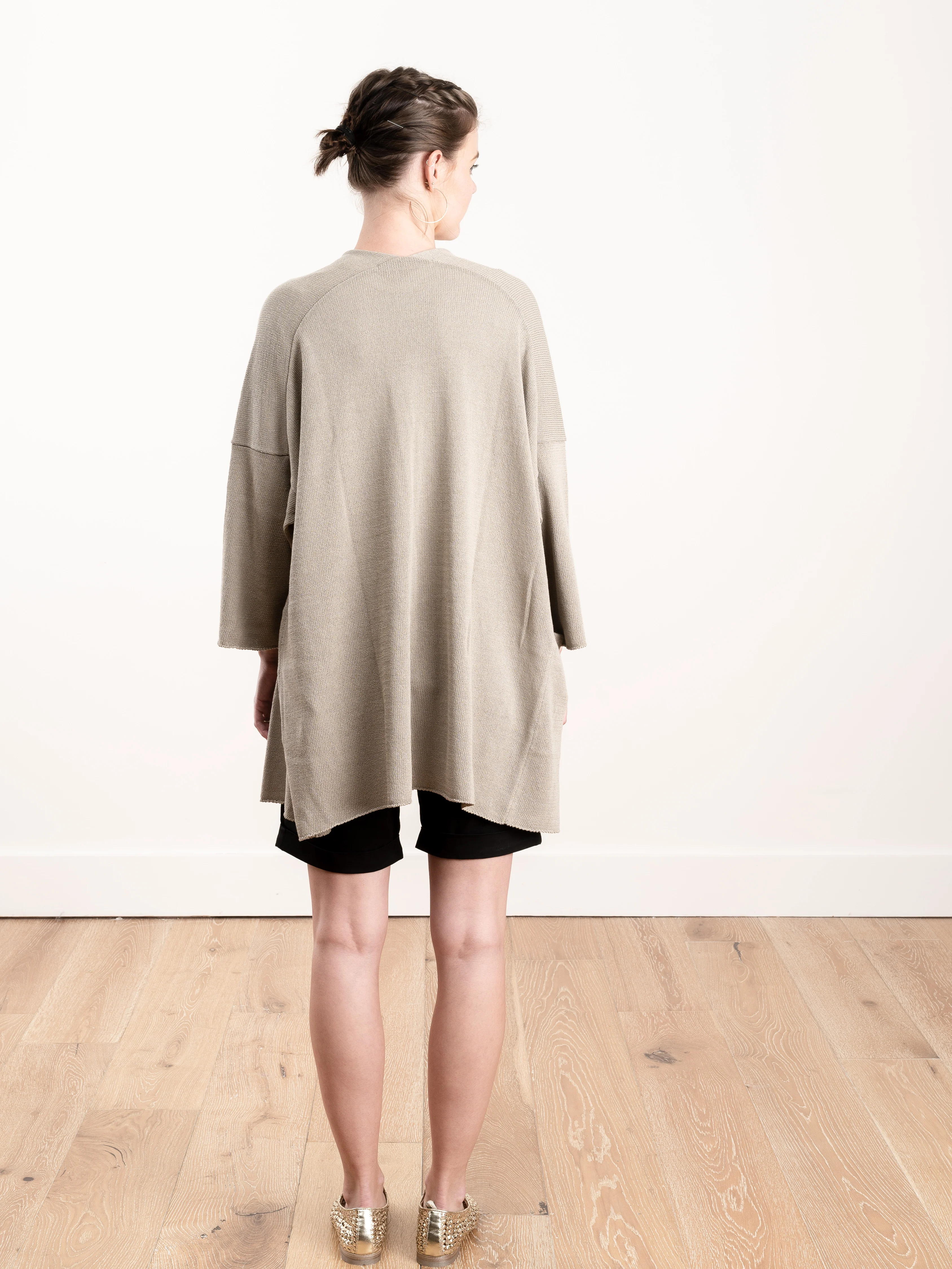silk cotton robe - greige - Image 3