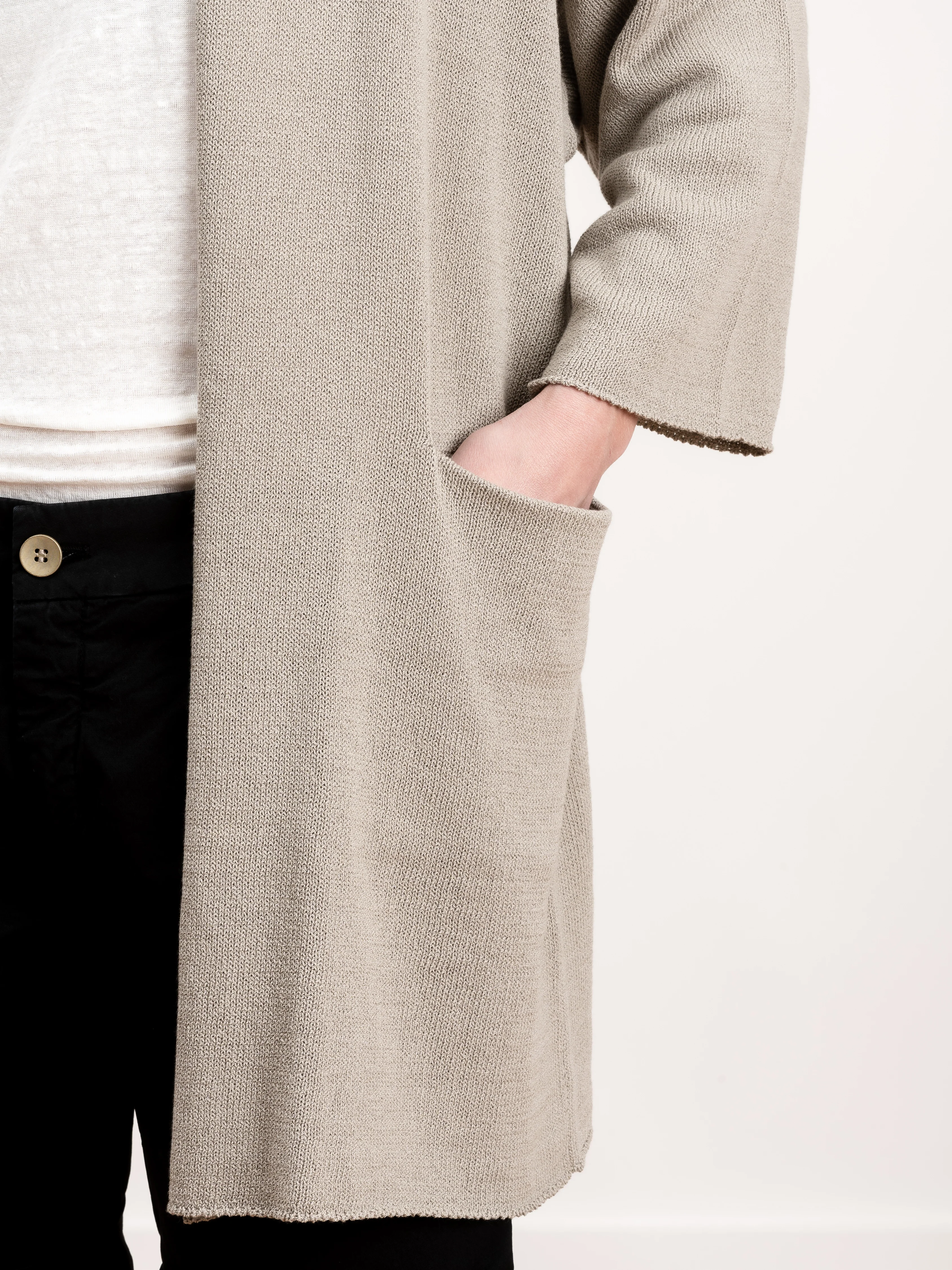 silk cotton robe - greige - Image 4