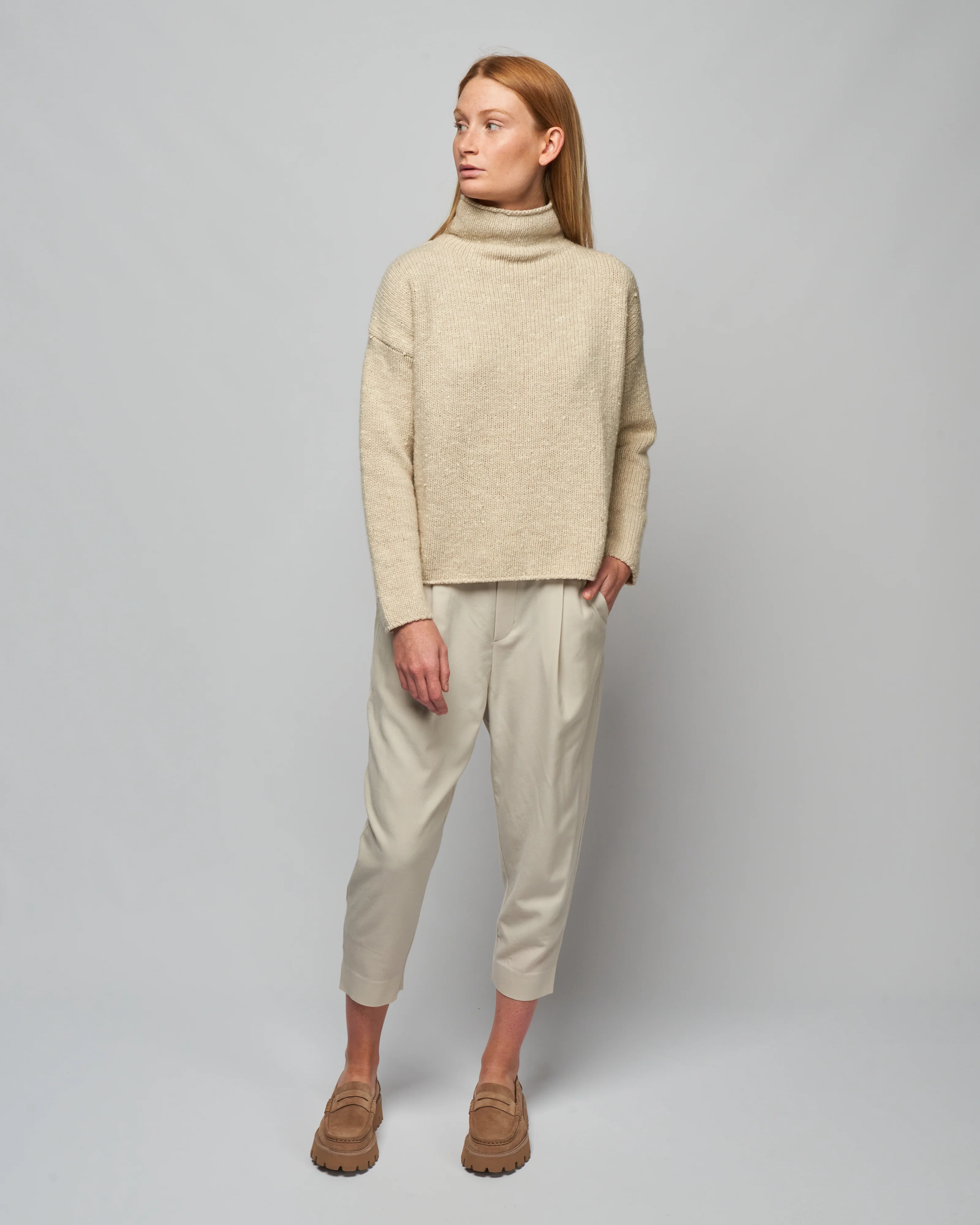 silk wool turtleneck - ecru - Image 2