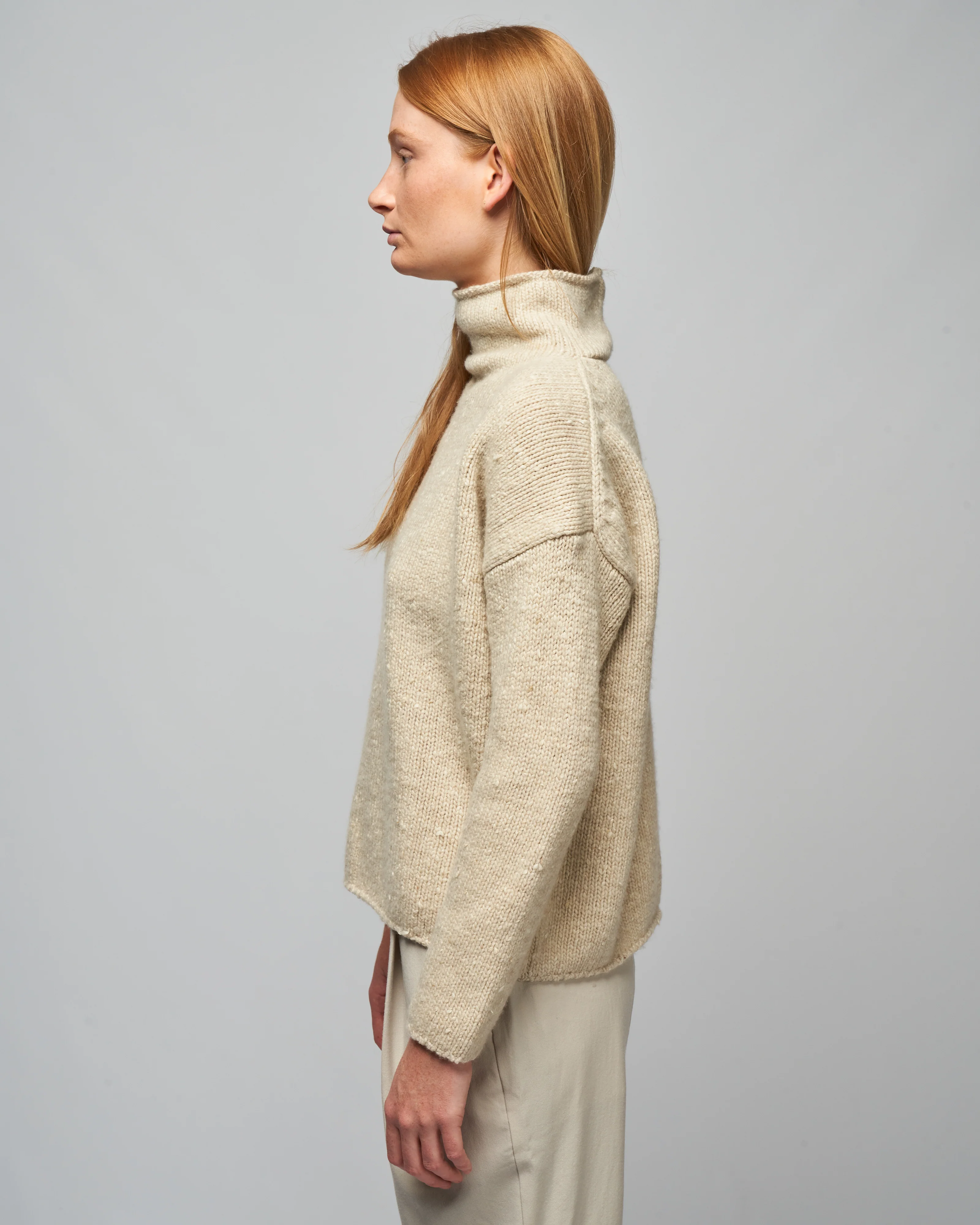 silk wool turtleneck - ecru - Image 3