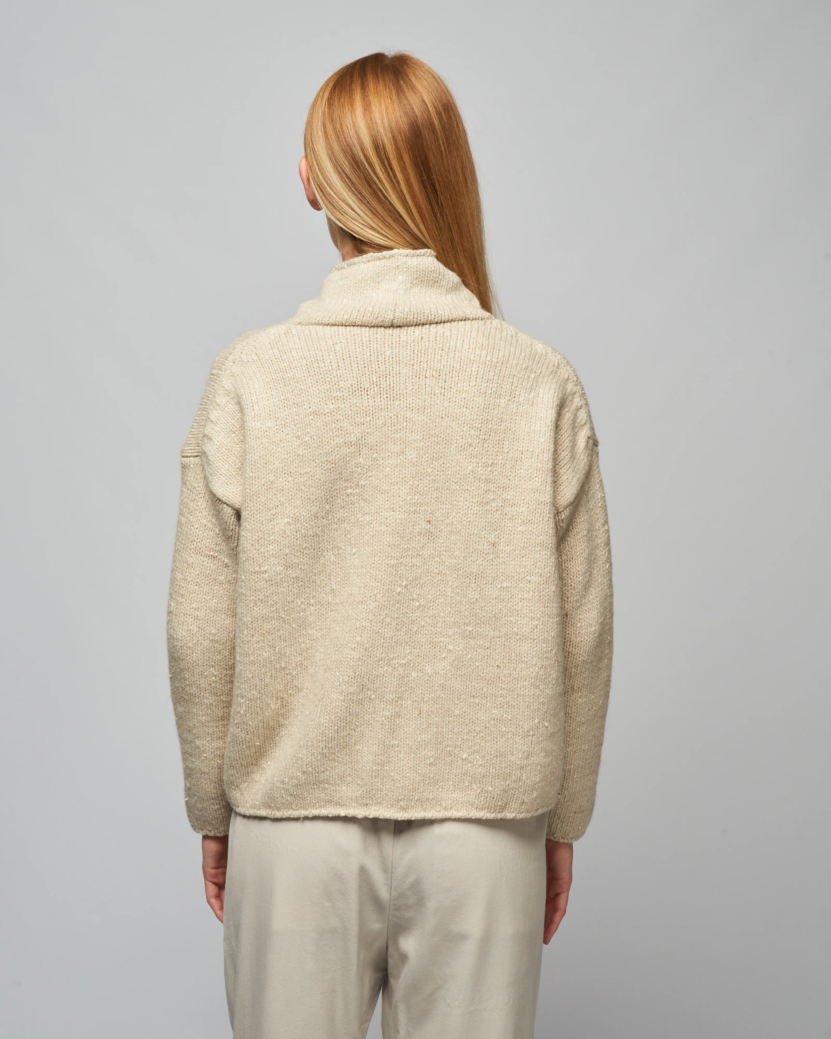 silk wool turtleneck - ecru - Image 4