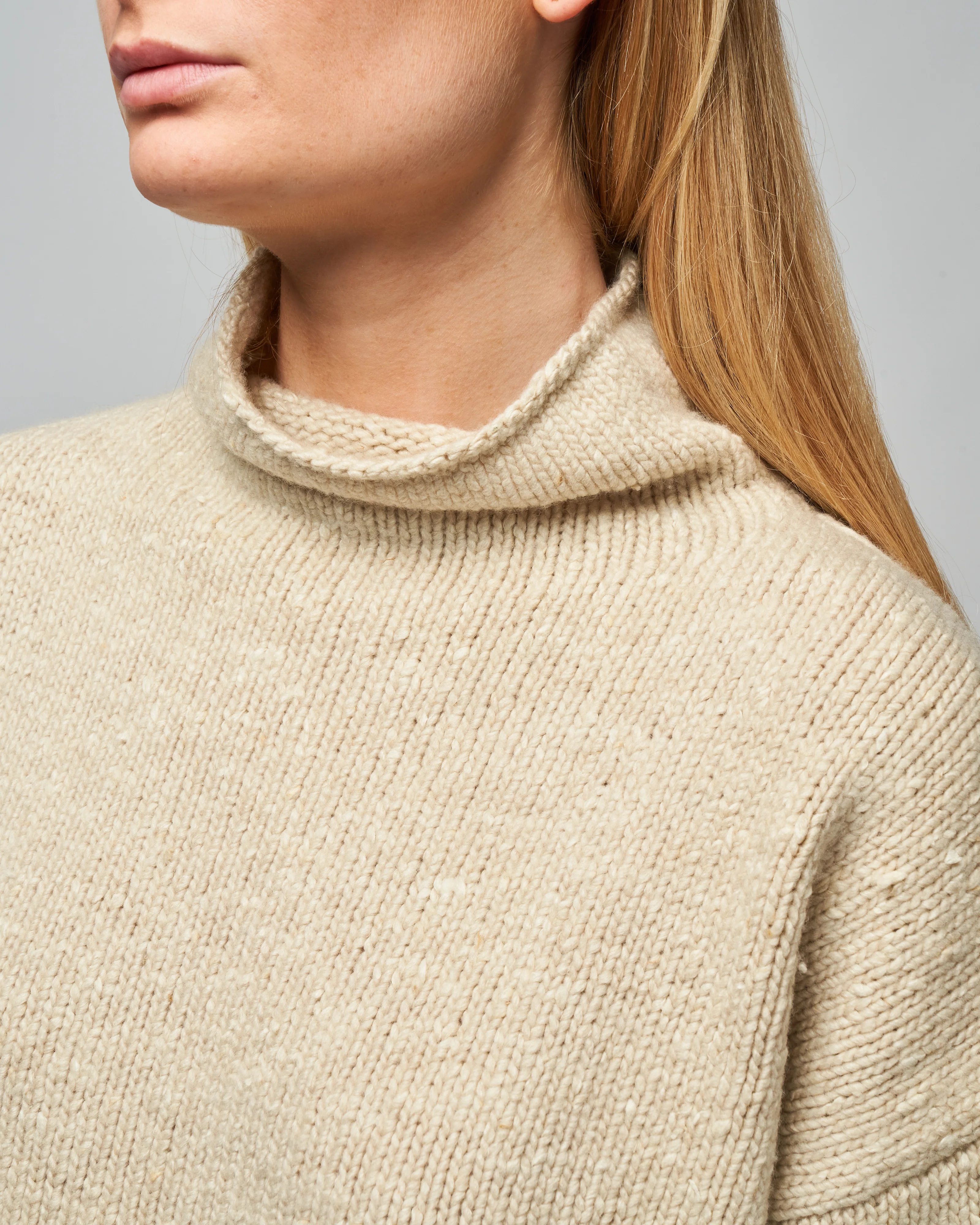 silk wool turtleneck - ecru - Image 5
