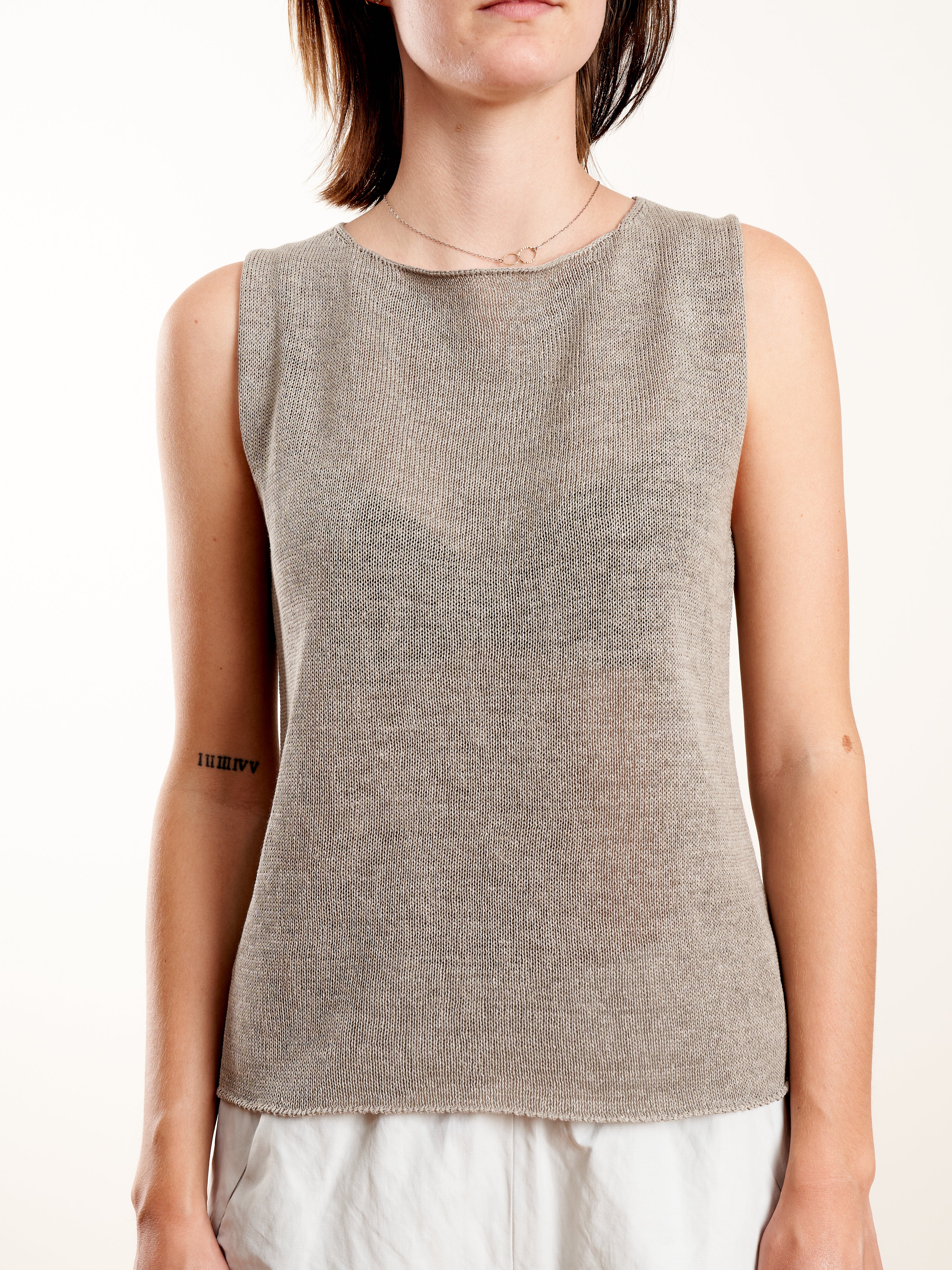 tape yarn sleeveless top - oyster - Image 3