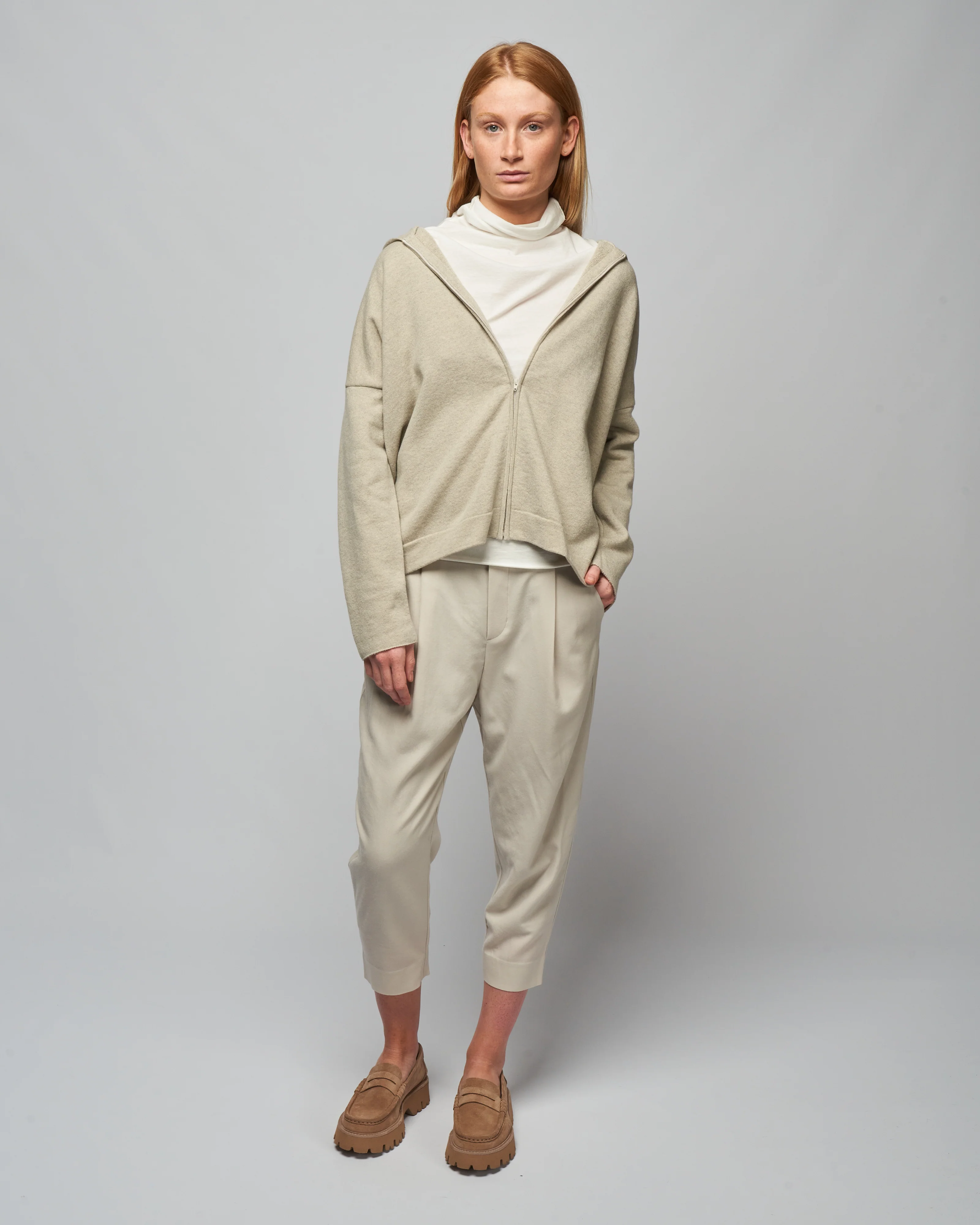 wool pile zip parka - light gray - Image 2