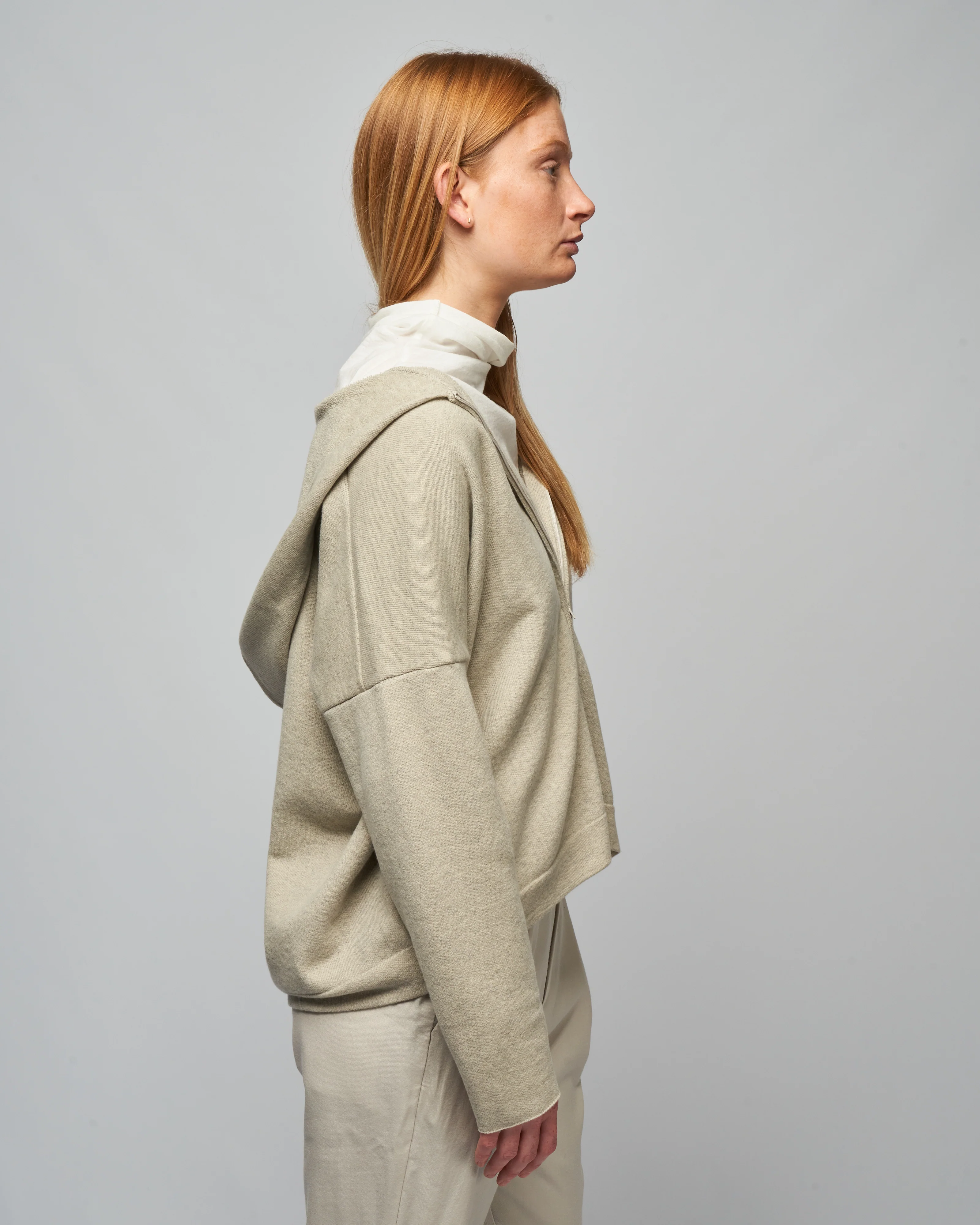 wool pile zip parka - light gray - Image 3