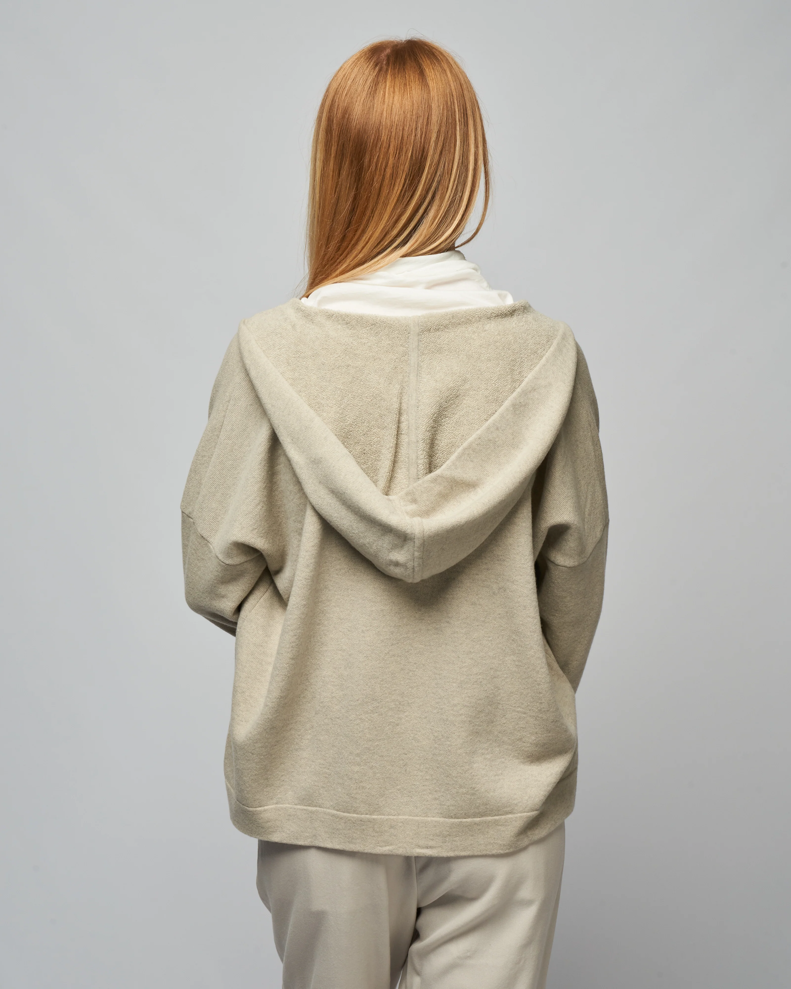 wool pile zip parka - light gray - Image 4