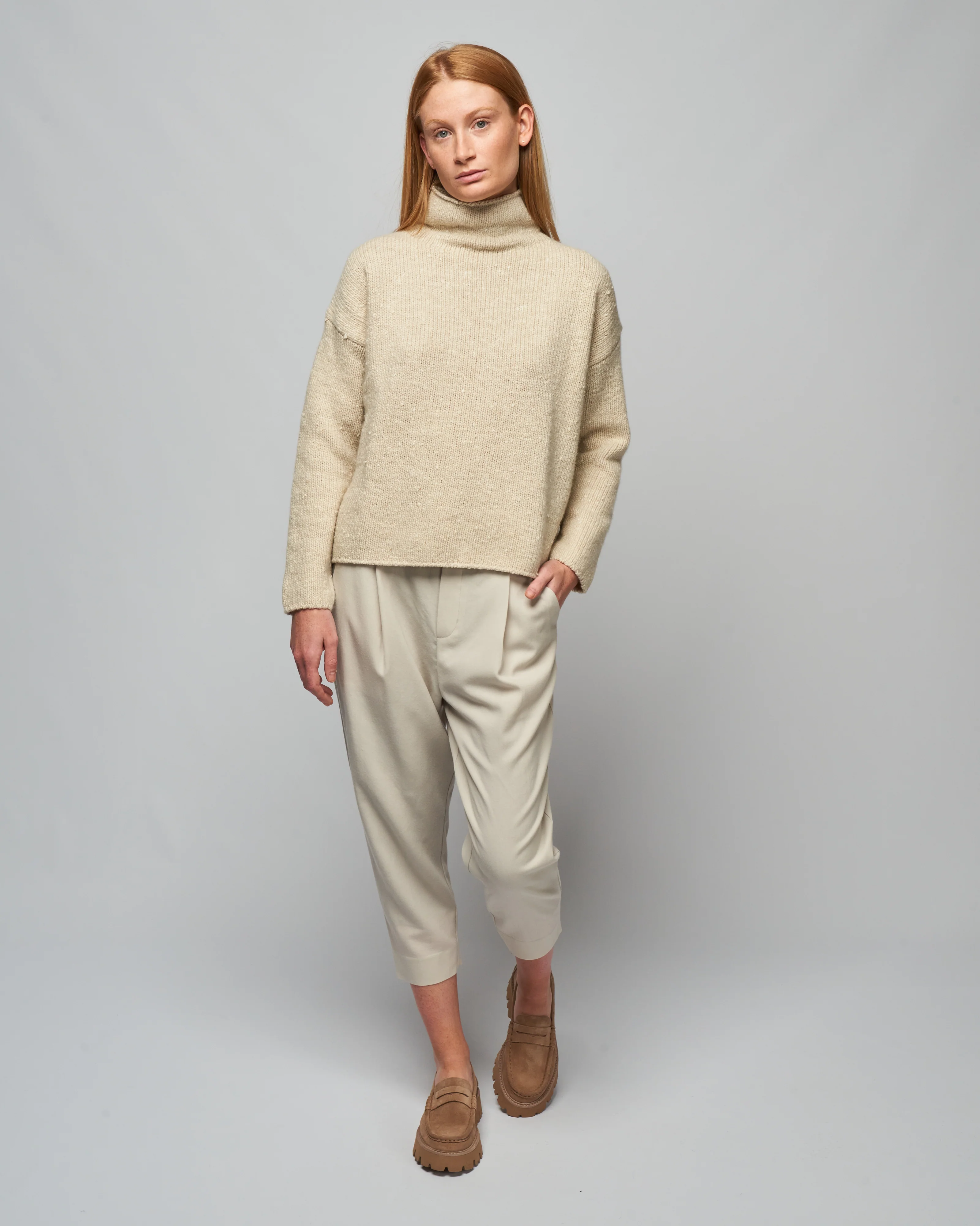 wool tapered pants - ecru - Image 2