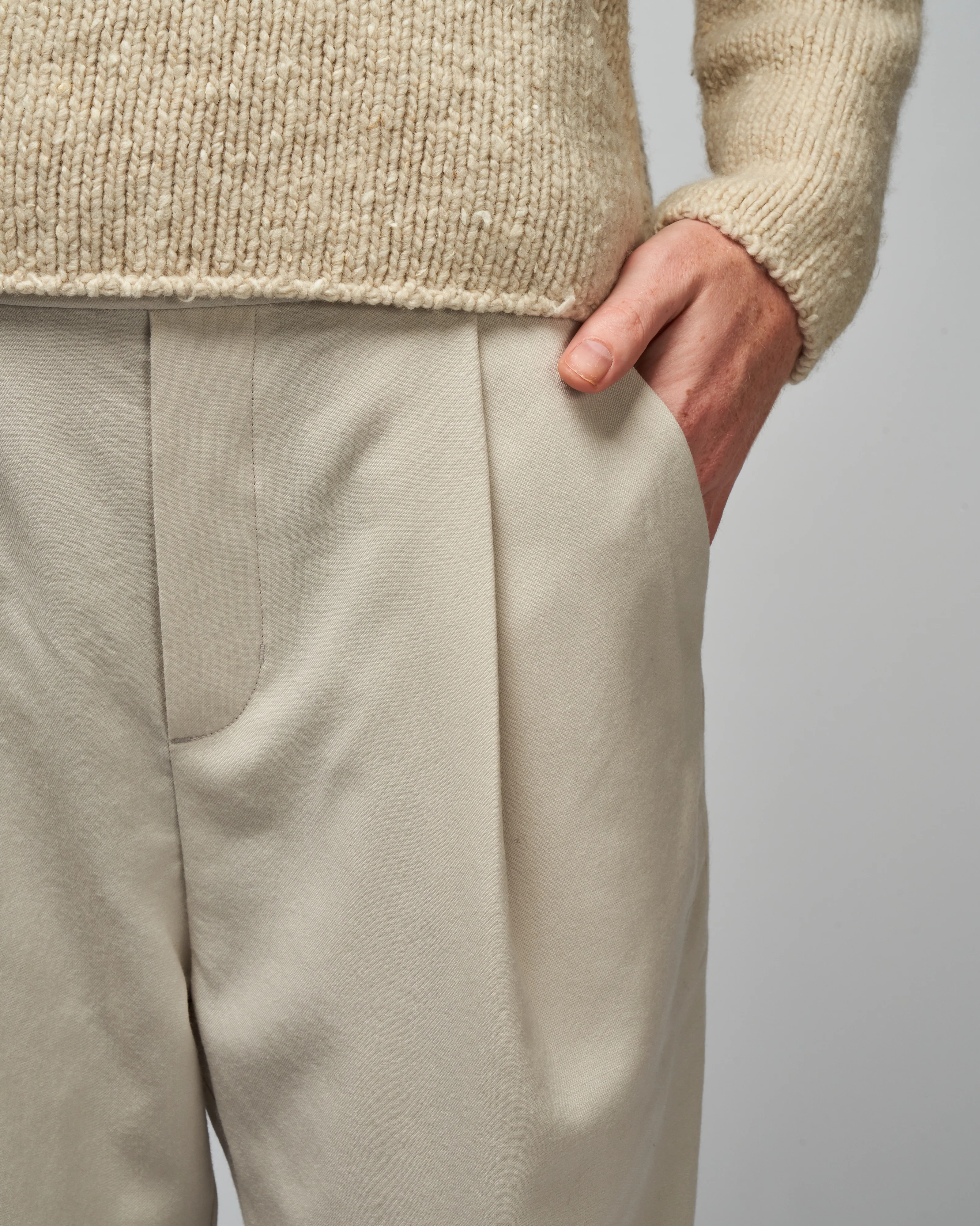 wool tapered pants - ecru - Image 5