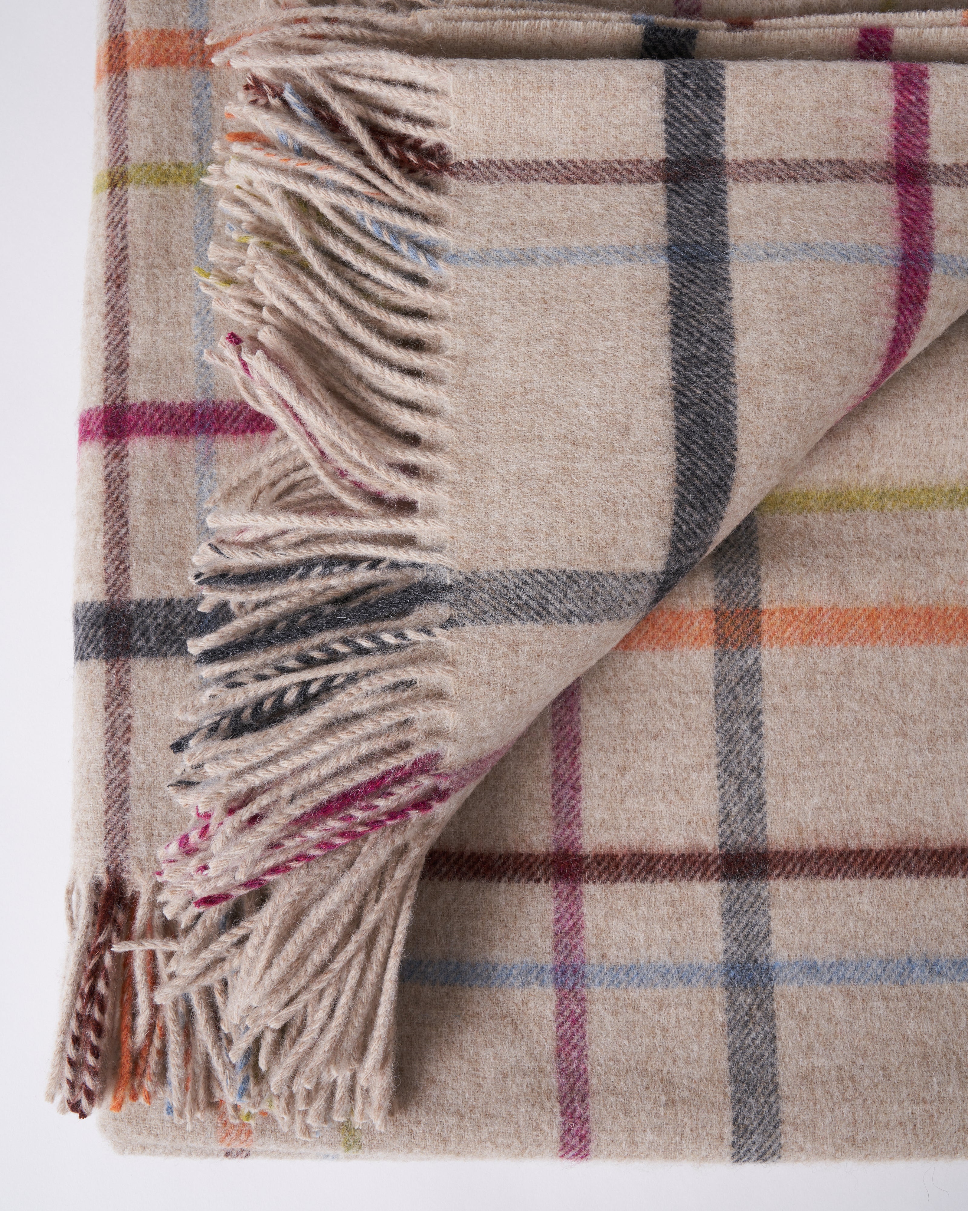 merino lambswool throw - oatmeal plaid multi - Image 2