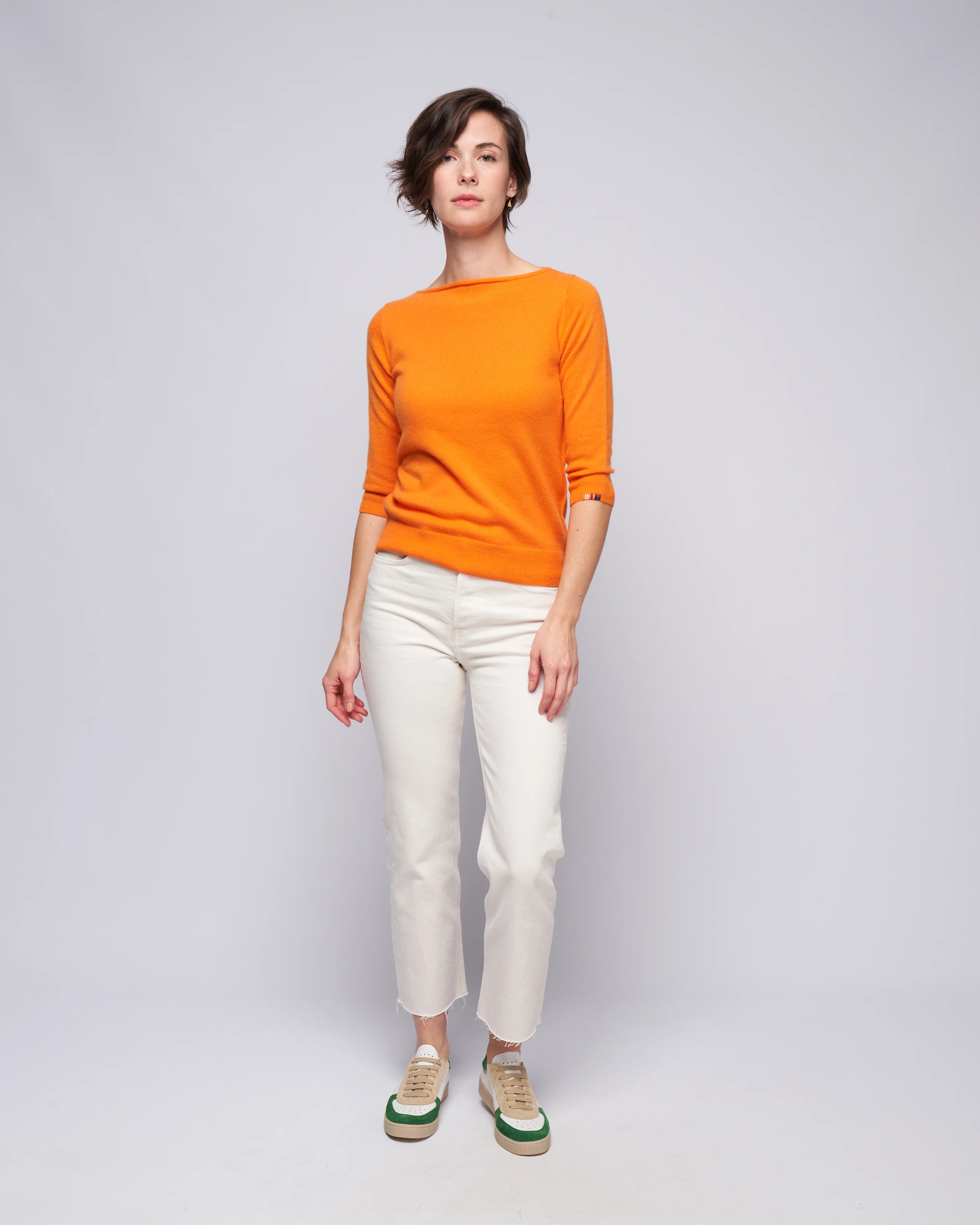 3/4 sleeve ballet neck sweater - carrot - Image 2