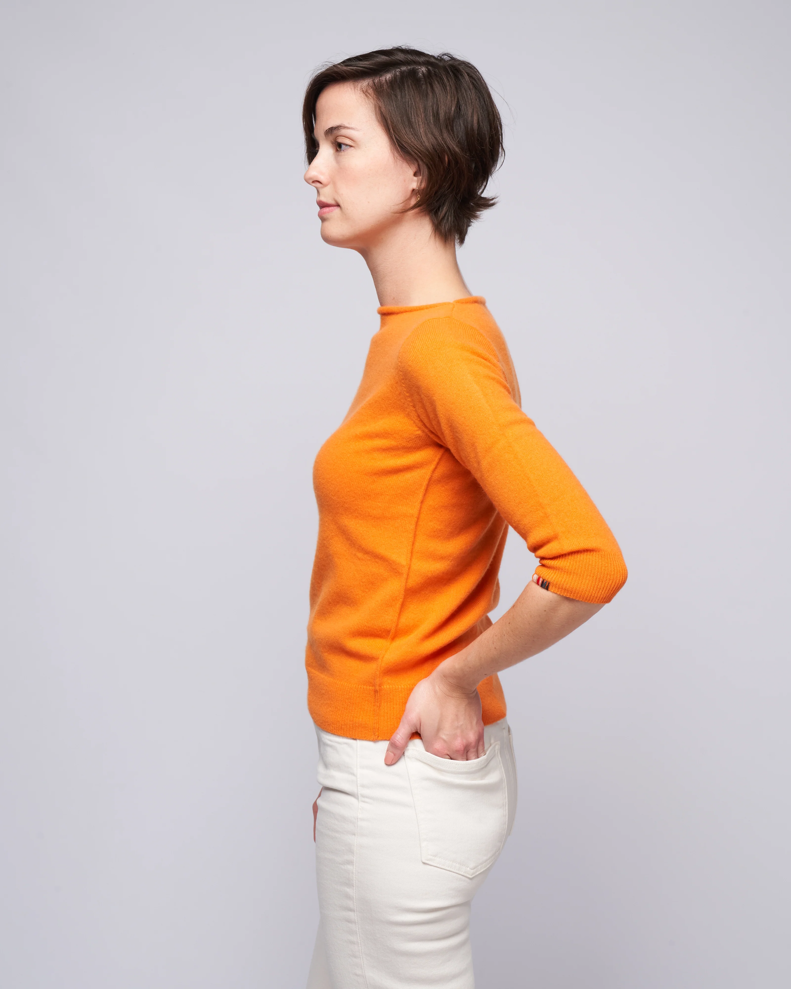 3/4 sleeve ballet neck sweater - carrot - Image 3