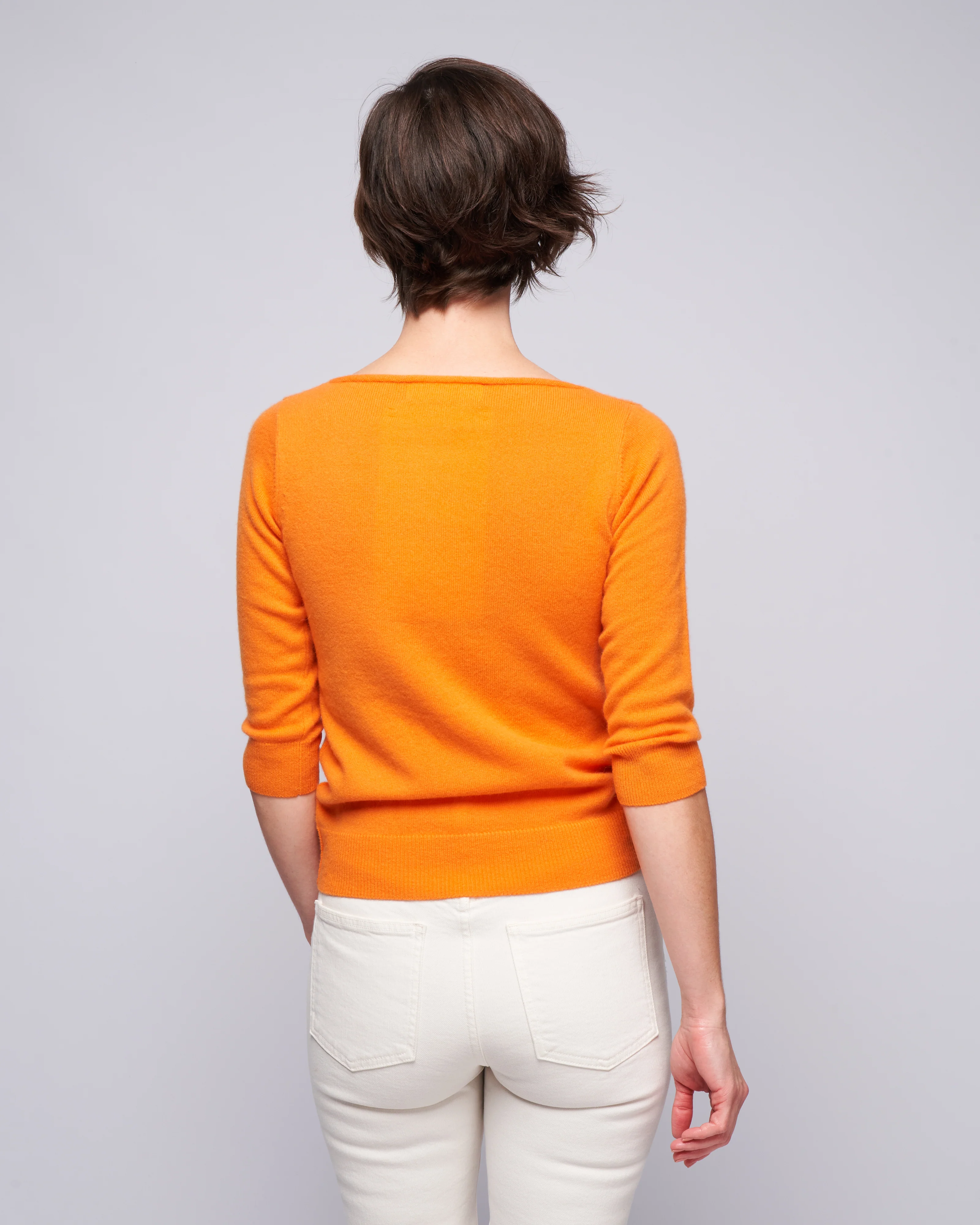 3/4 sleeve ballet neck sweater - carrot - Image 4