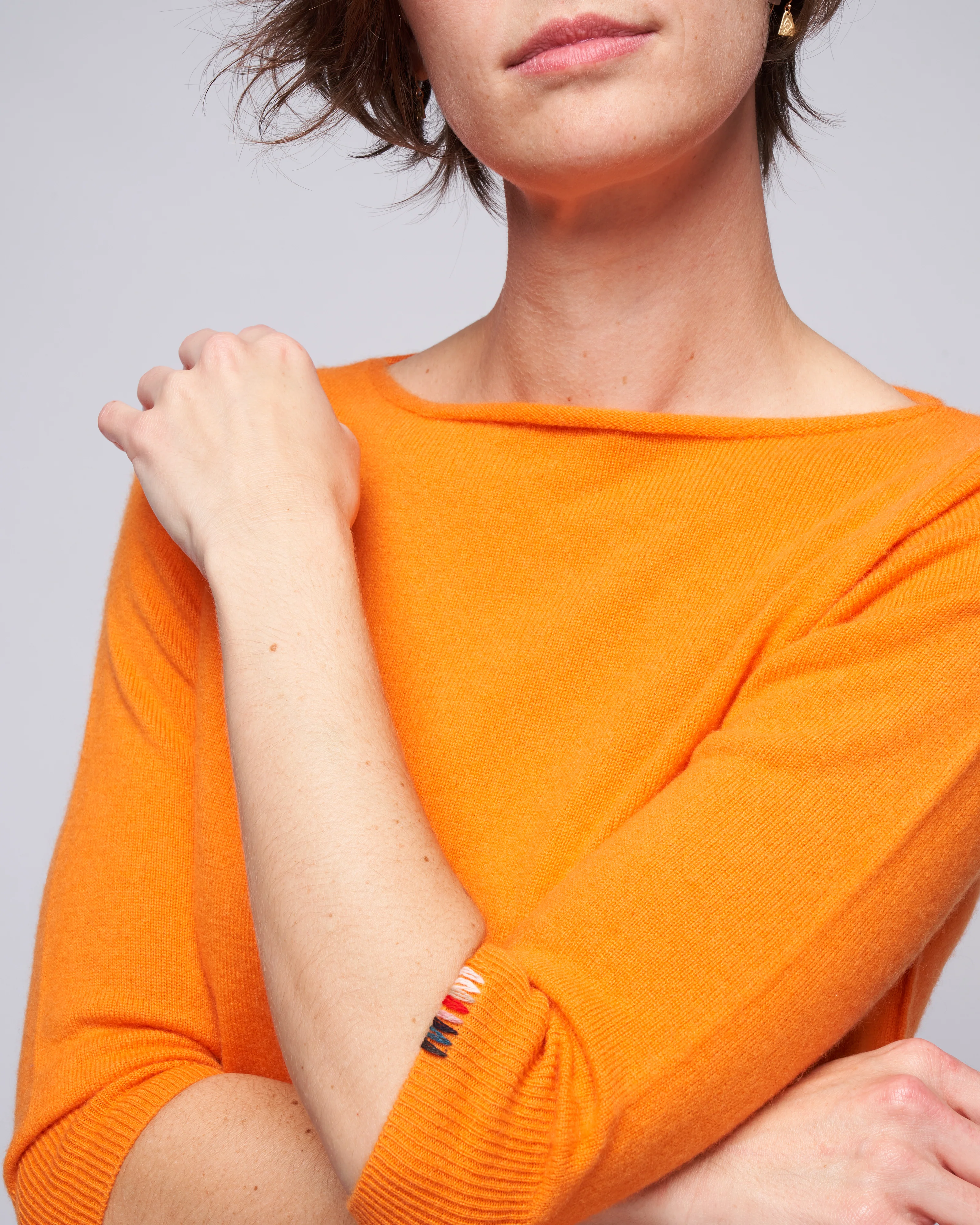 3/4 sleeve ballet neck sweater - carrot - Image 5