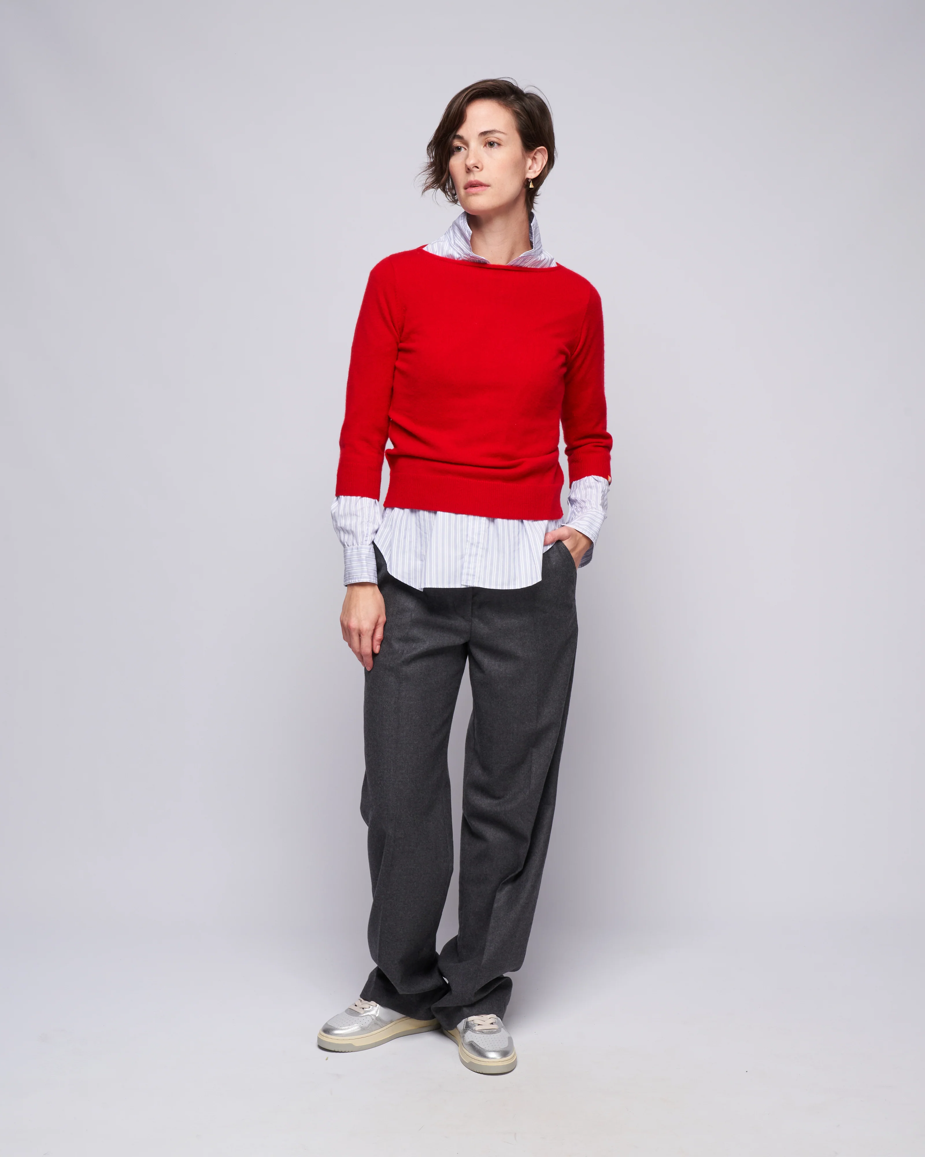 3/4 sleeve ballet neck sweater - heart - Image 2