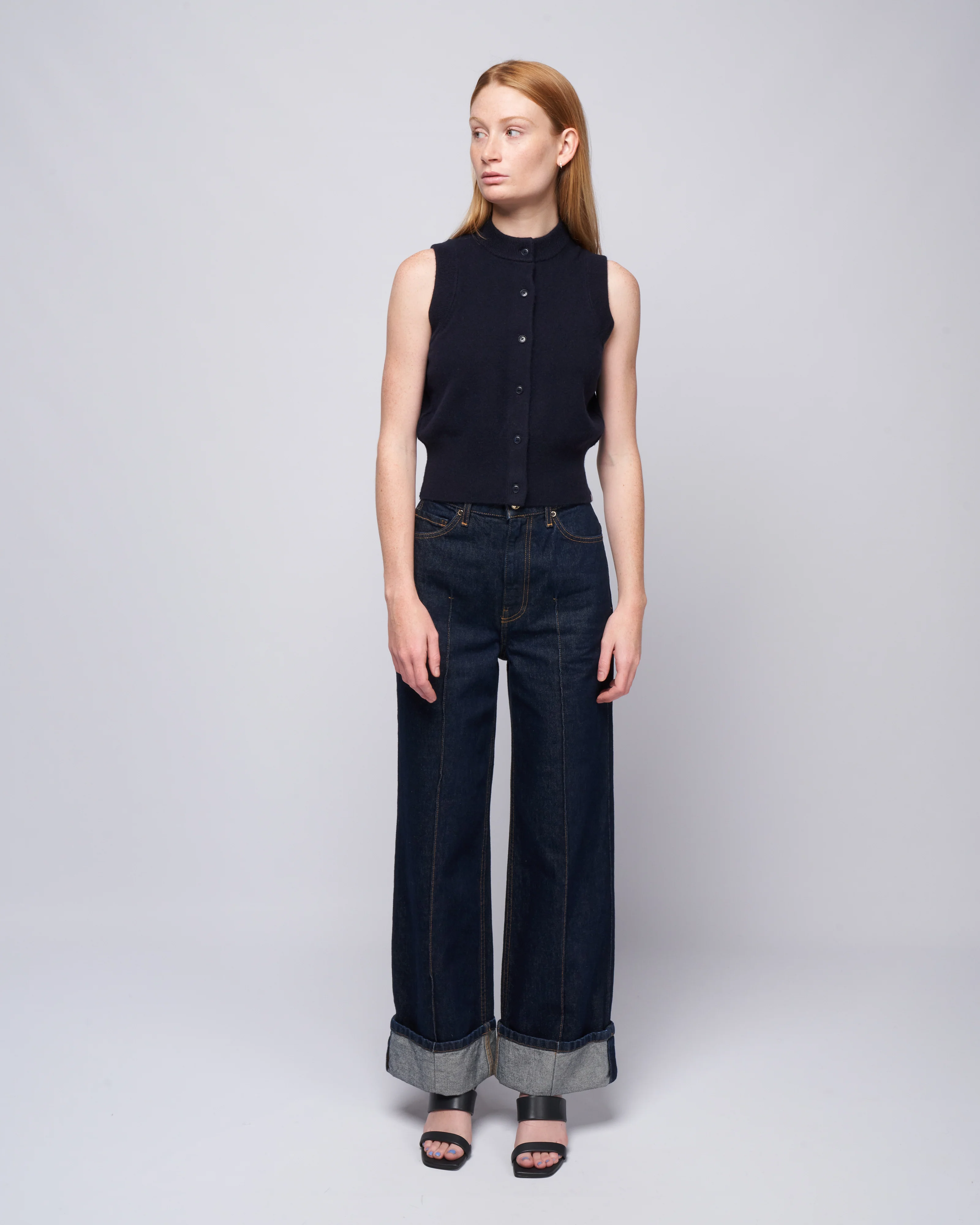 corset fitted vest - navy - Image 2