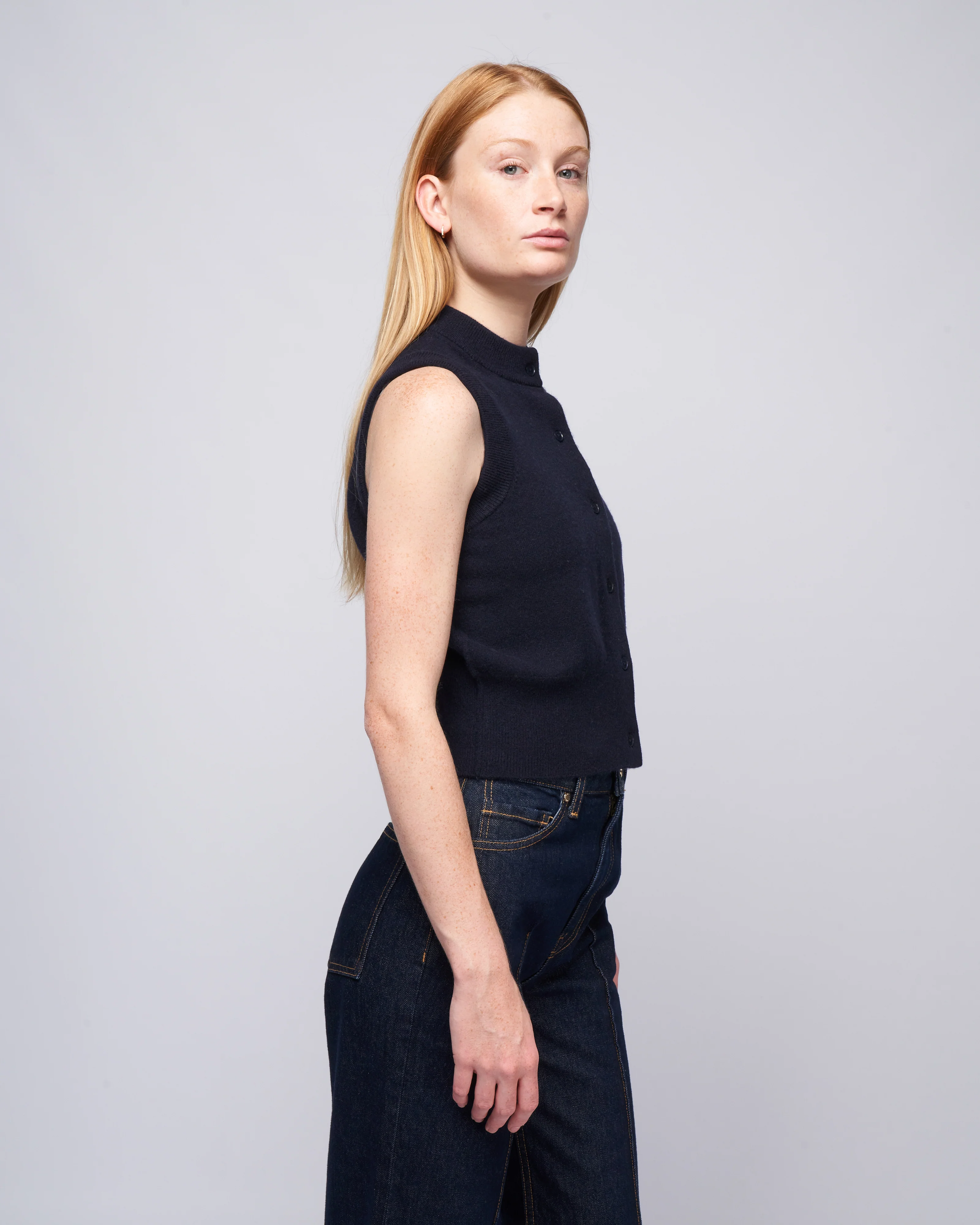 corset fitted vest - navy - Image 3